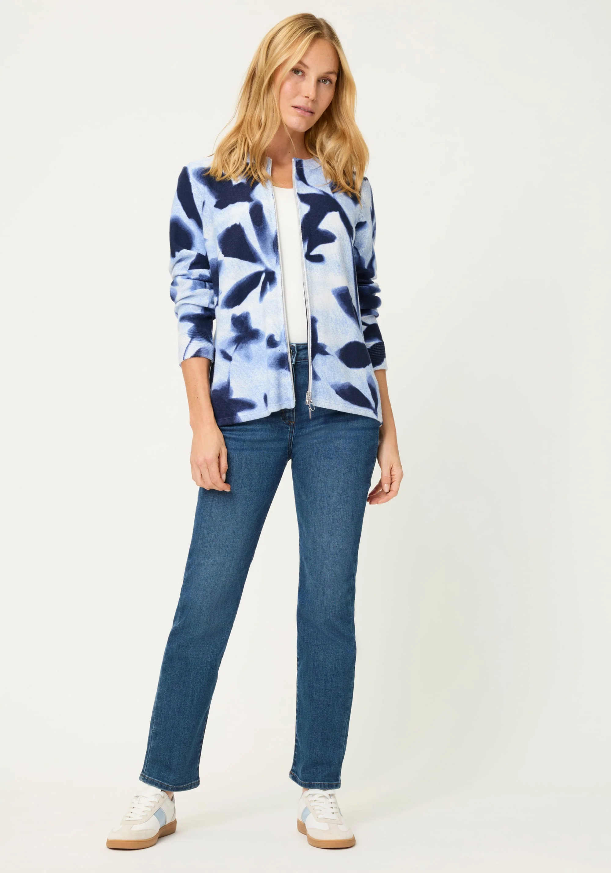 Abstract Floral Zip Cardigan - Image 5