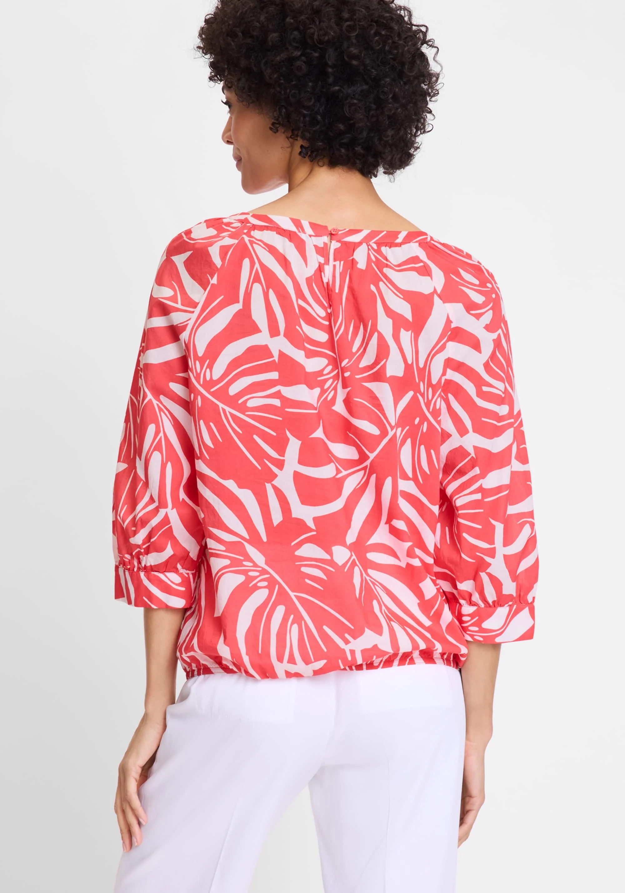 Boat Neck Palm Statement Blouse - Image 2