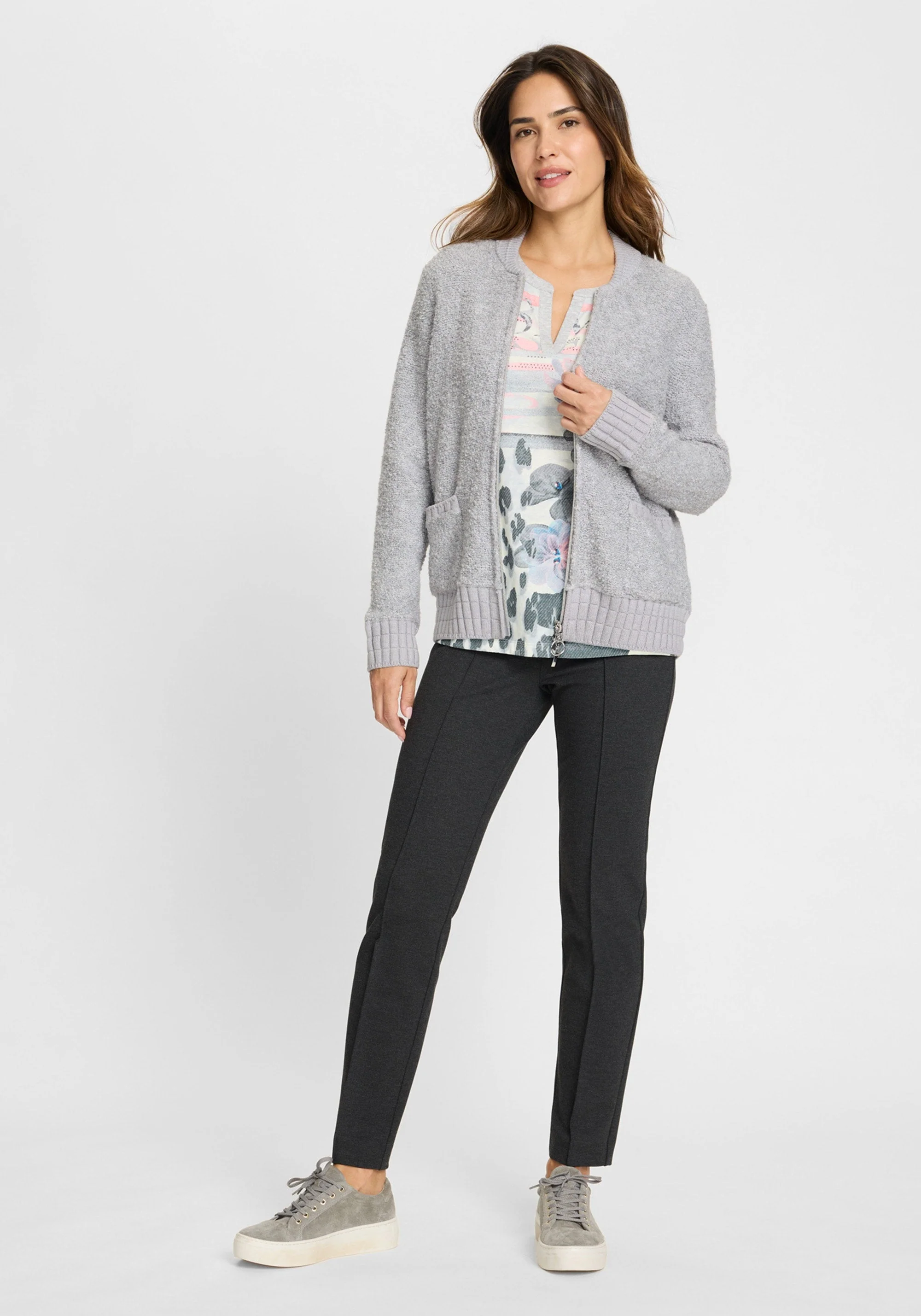 Bouclé Zip Front Cardigan - Image 3