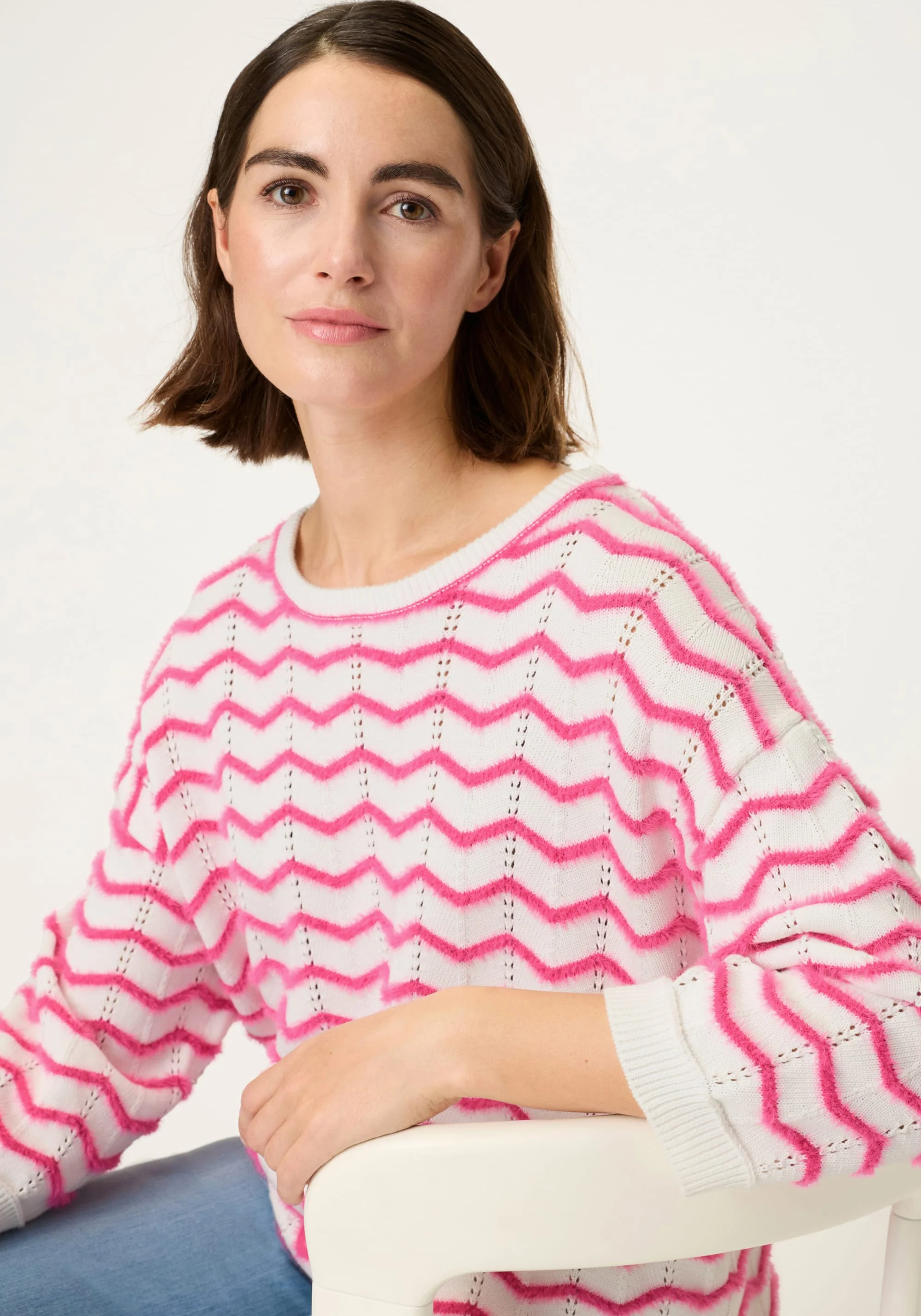 Chevron Eyelash Knit Sweater - Image 3