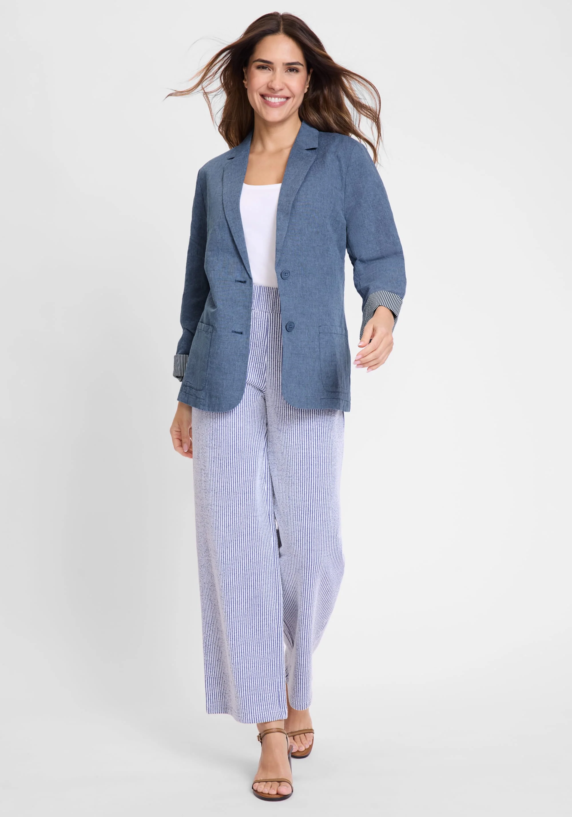 Classic Cotton Linen Blazer - Image 3