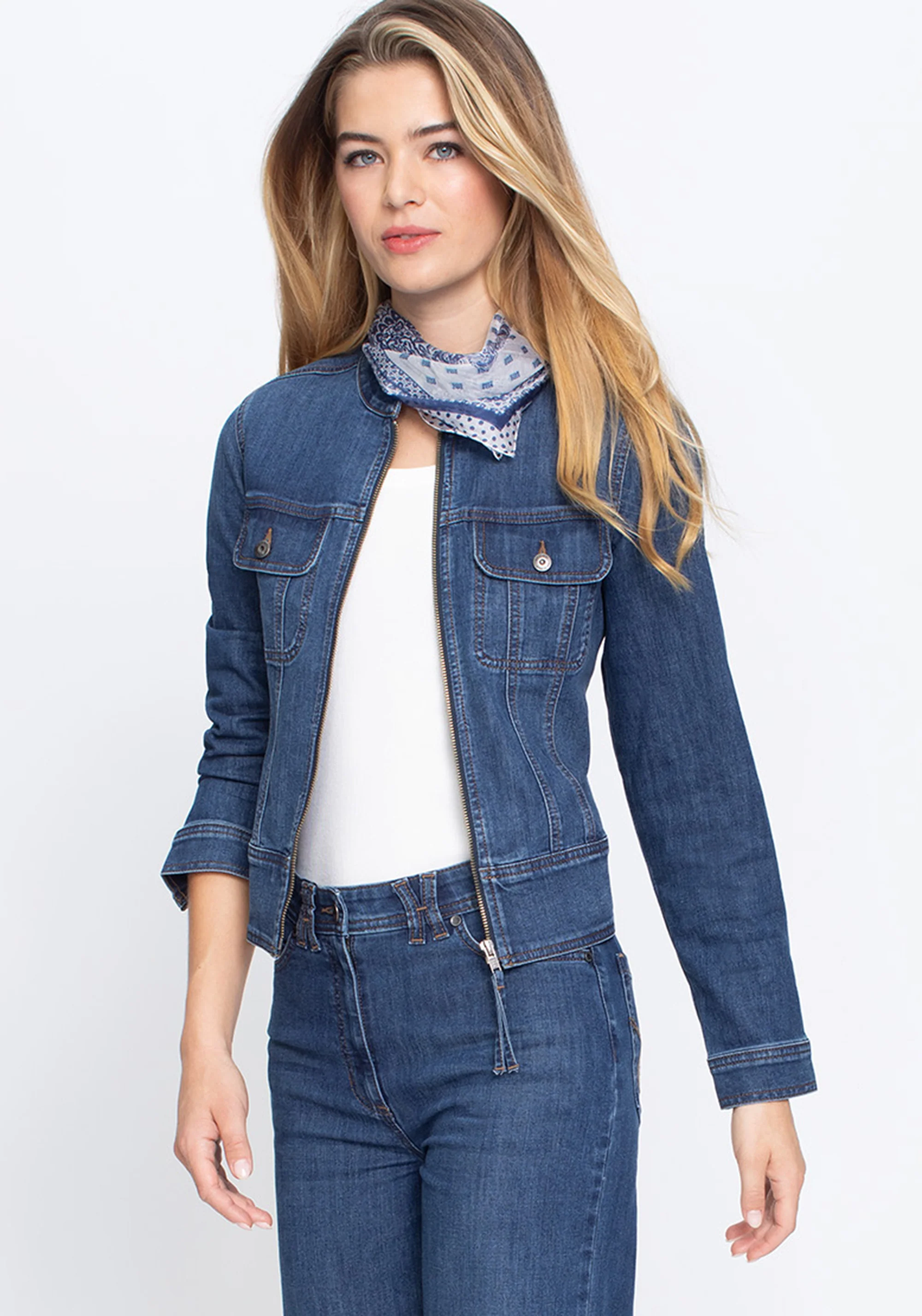 Collarless Denim Jacket