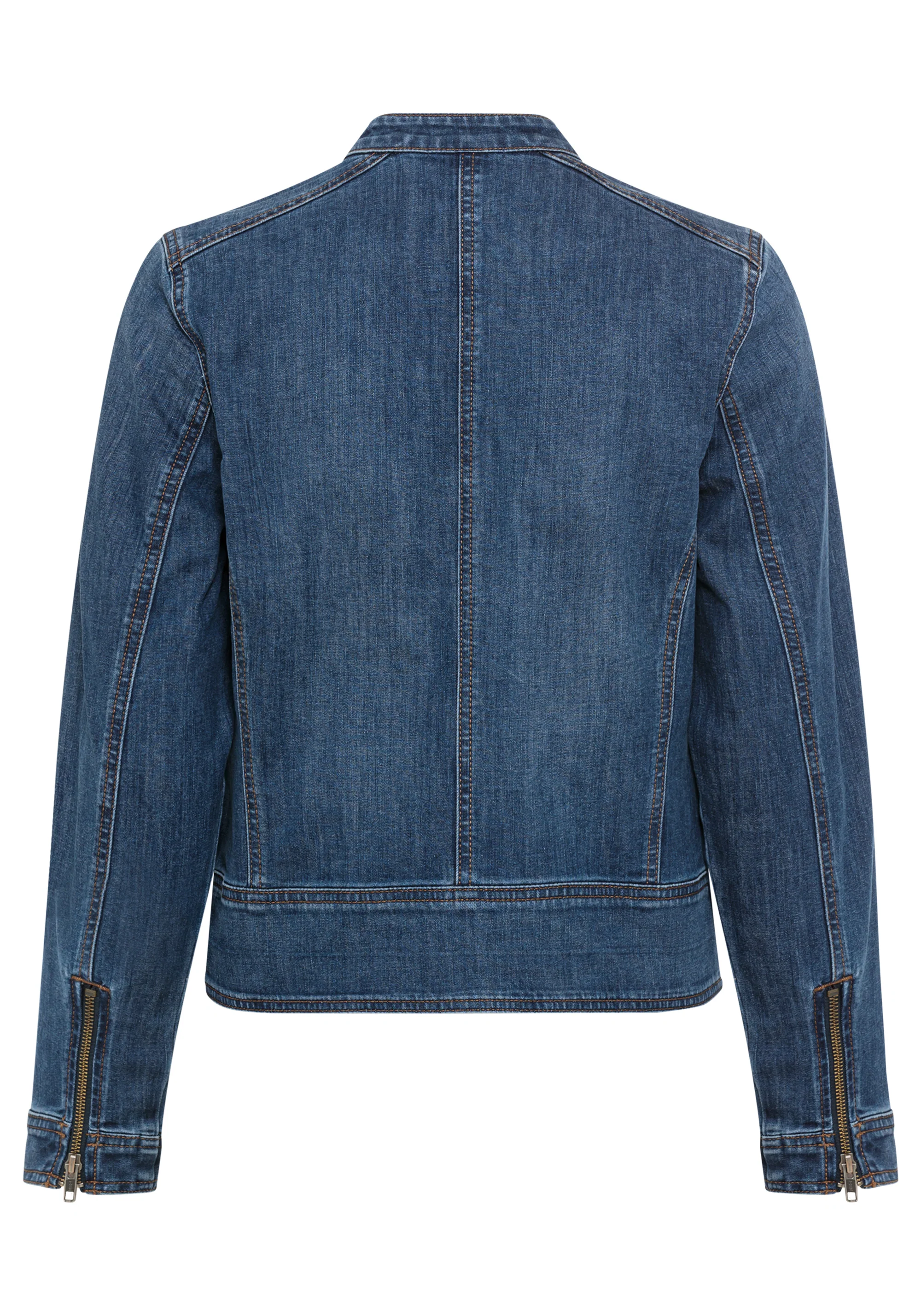 Collarless Denim Jacket - Image 4