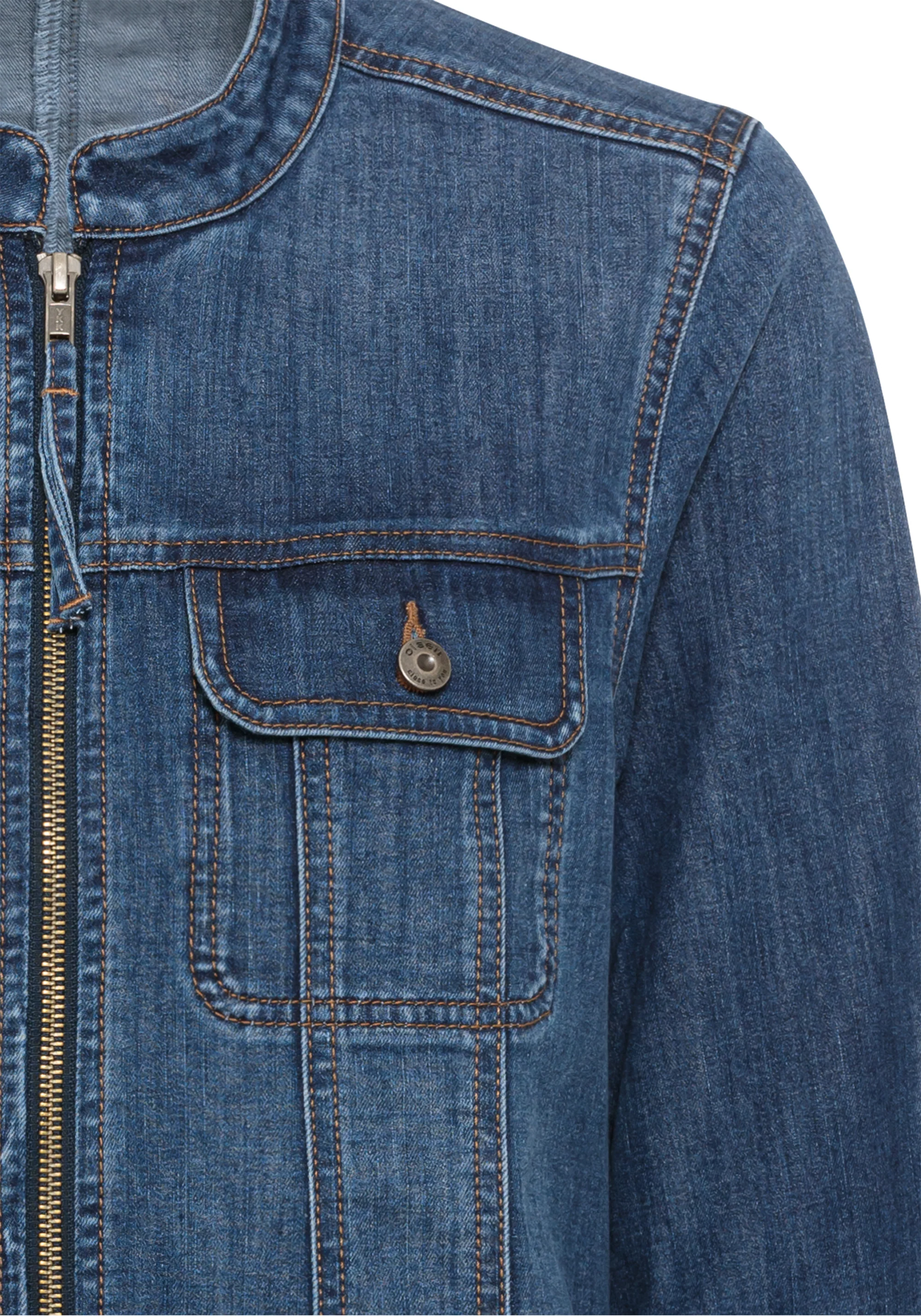 Collarless Denim Jacket - Image 6