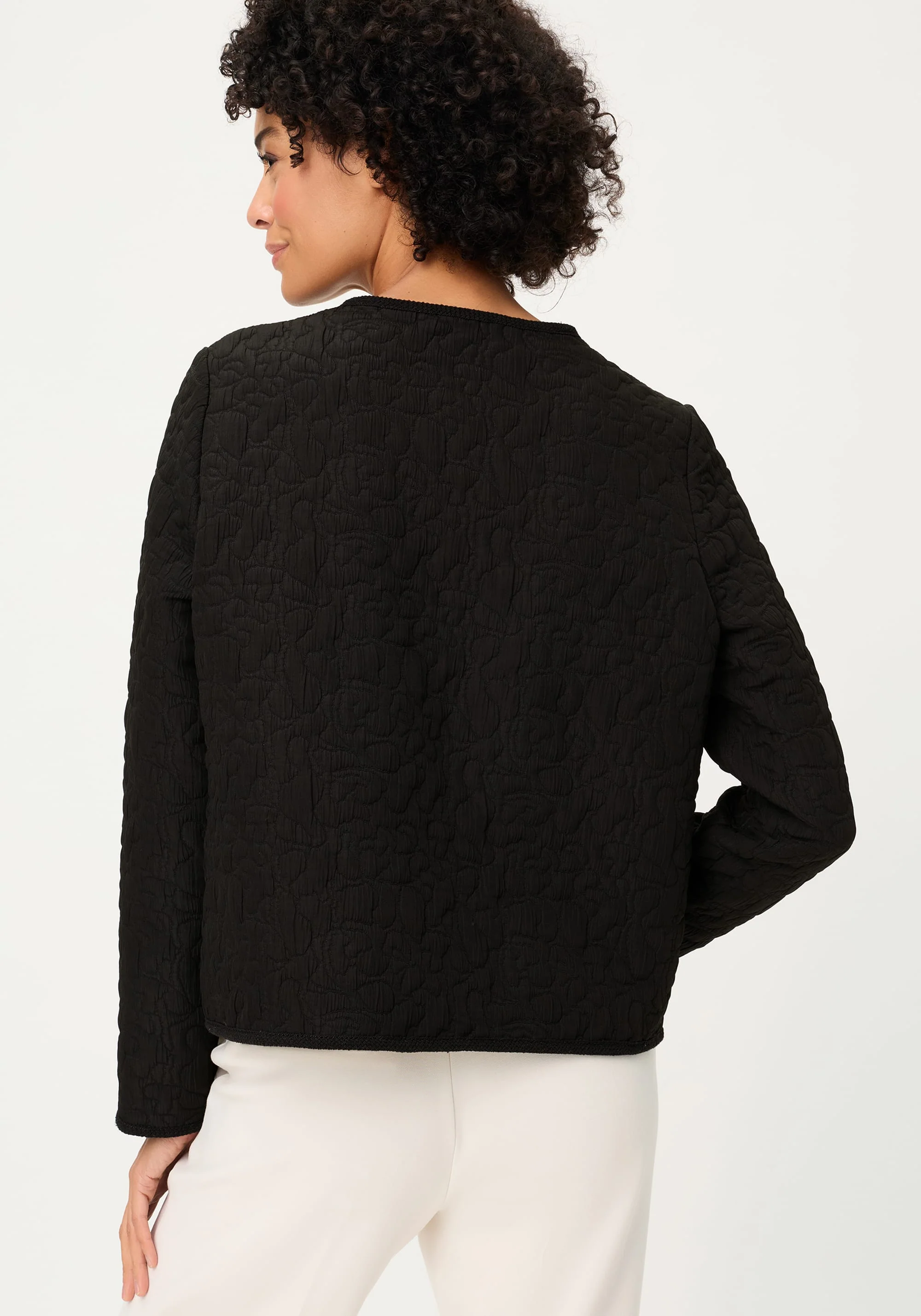 Collarless Quilted Jacket - Image 2