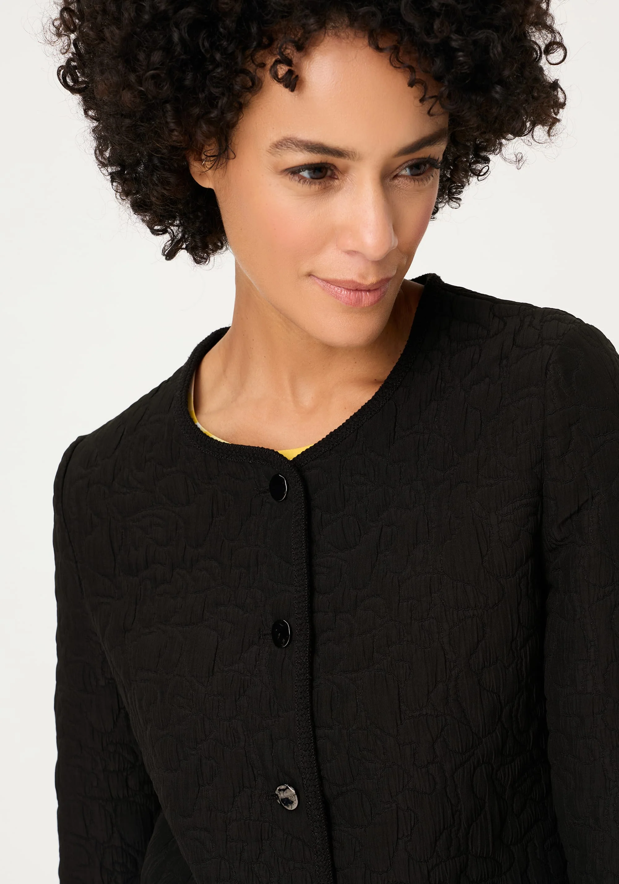 Collarless Quilted Jacket - Image 4