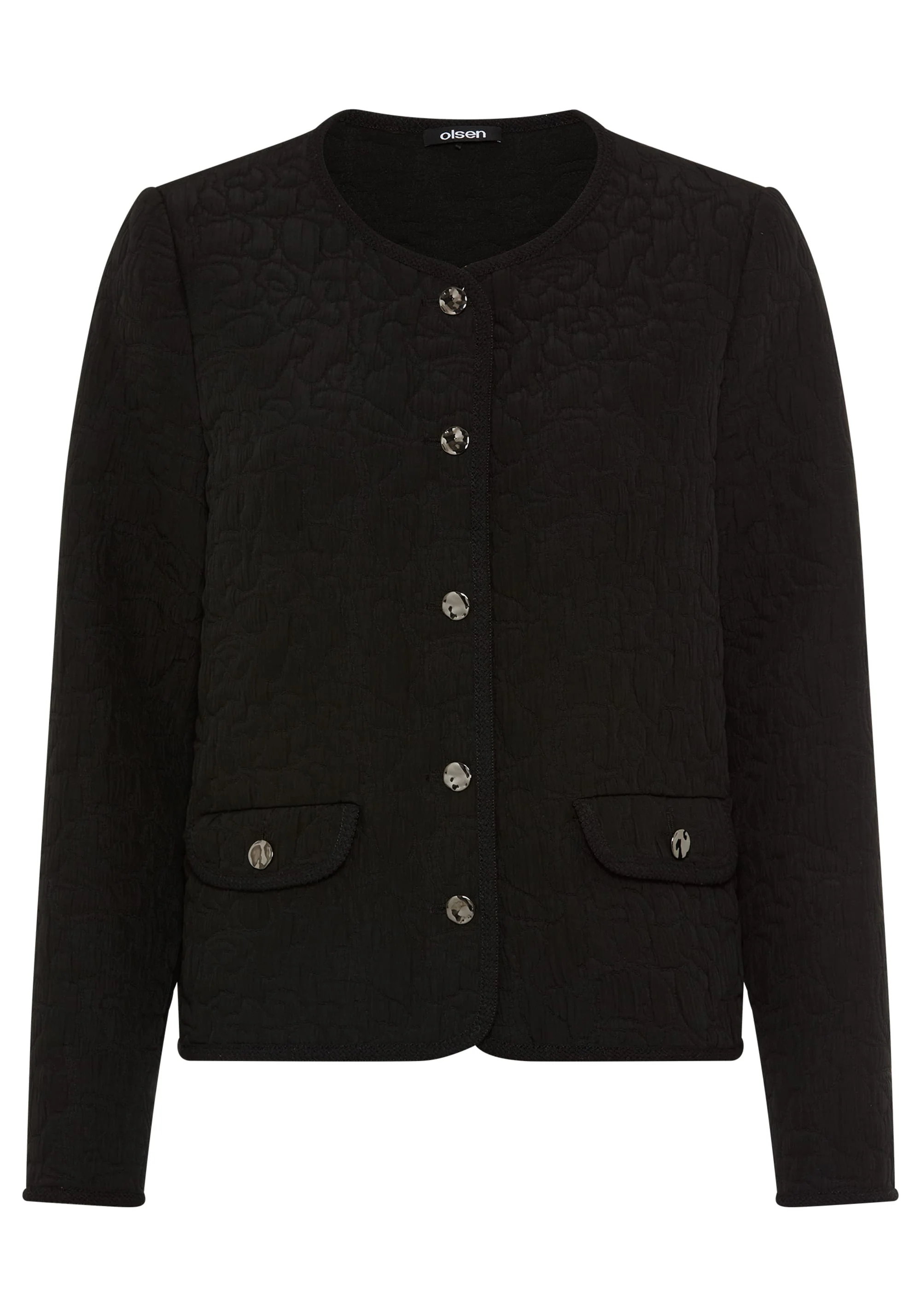 Collarless Quilted Jacket - Image 6