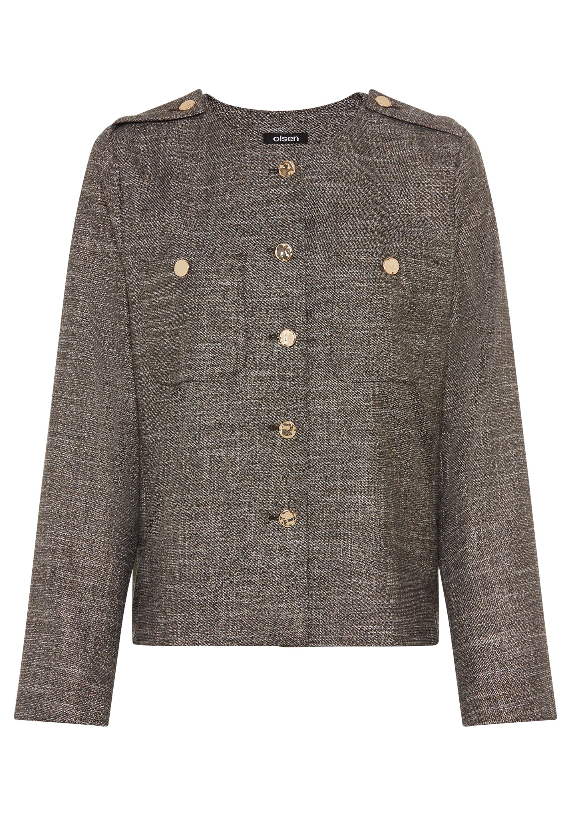 Collarless Sparkle Jacket with Gold Buttons - Image 5