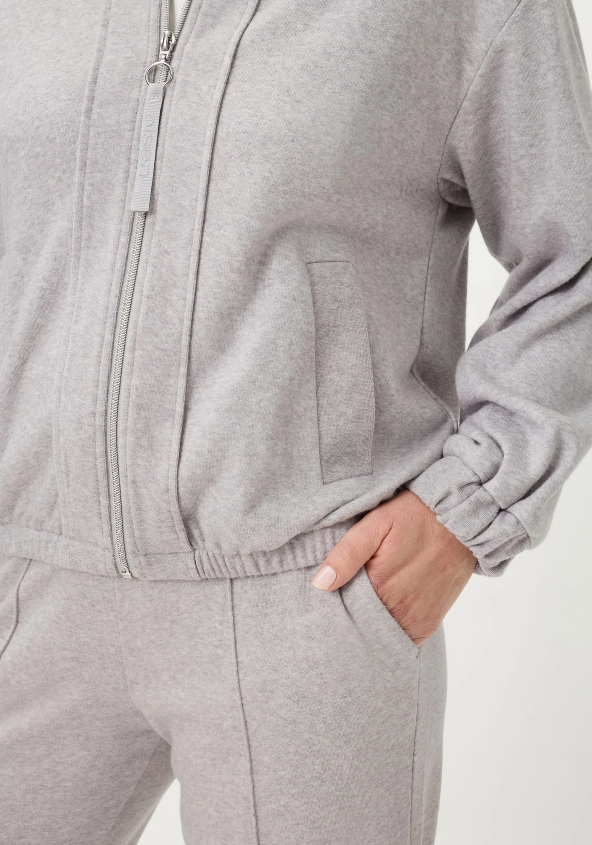 Collarless Zip Front Jersey Jacket - Image 4