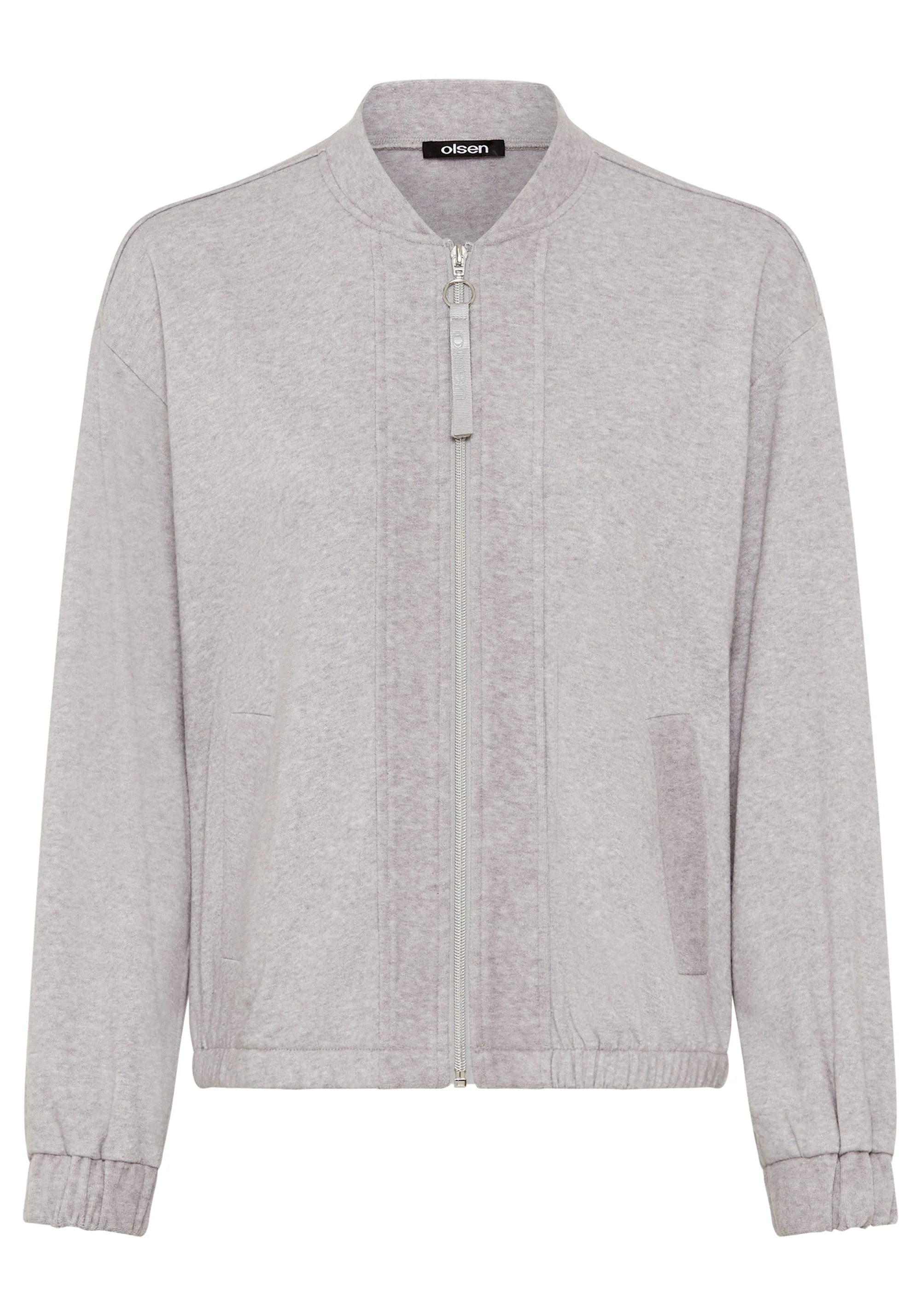 Collarless Zip Front Jersey Jacket - Image 5