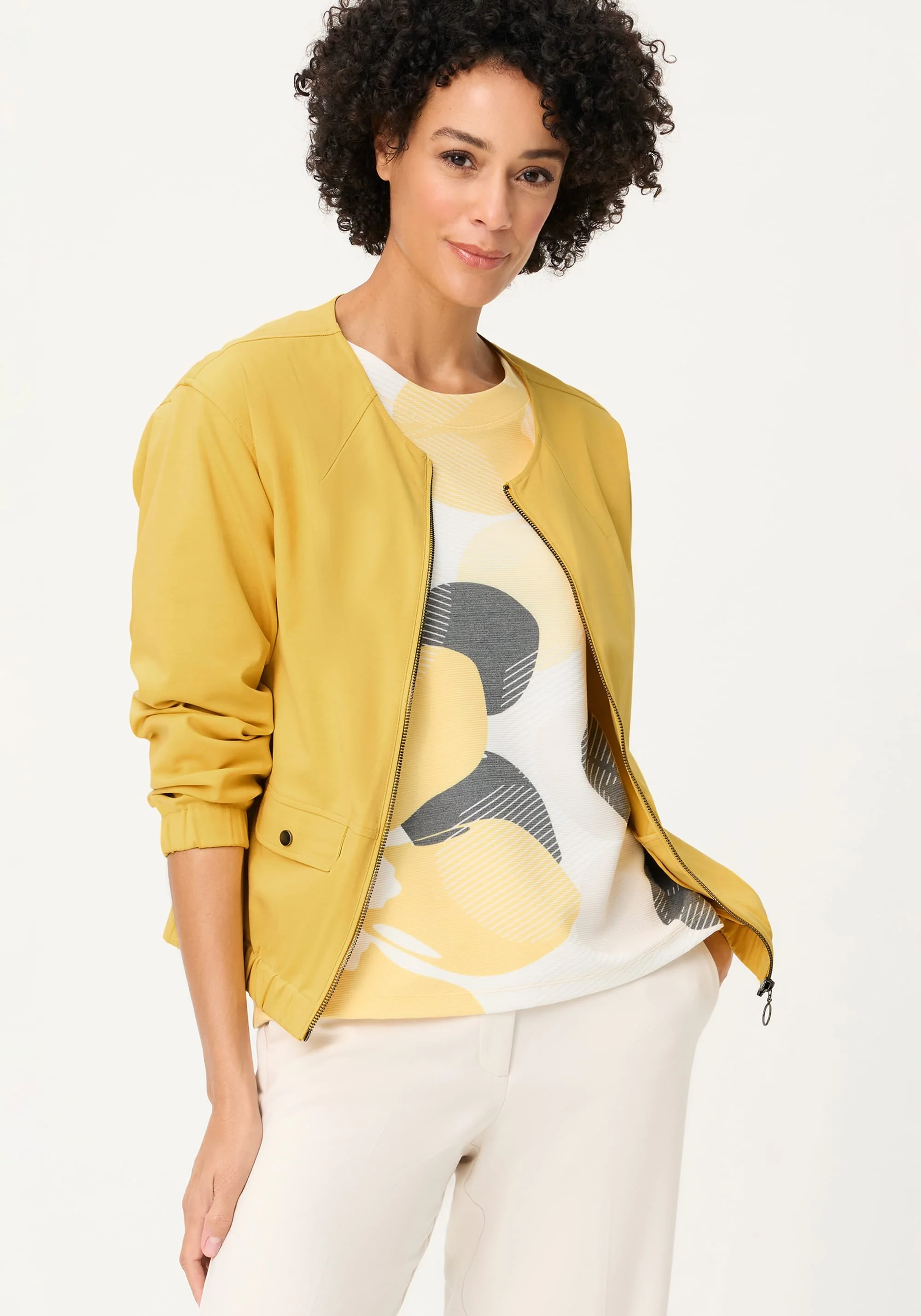 Collarless Zip Jacket
