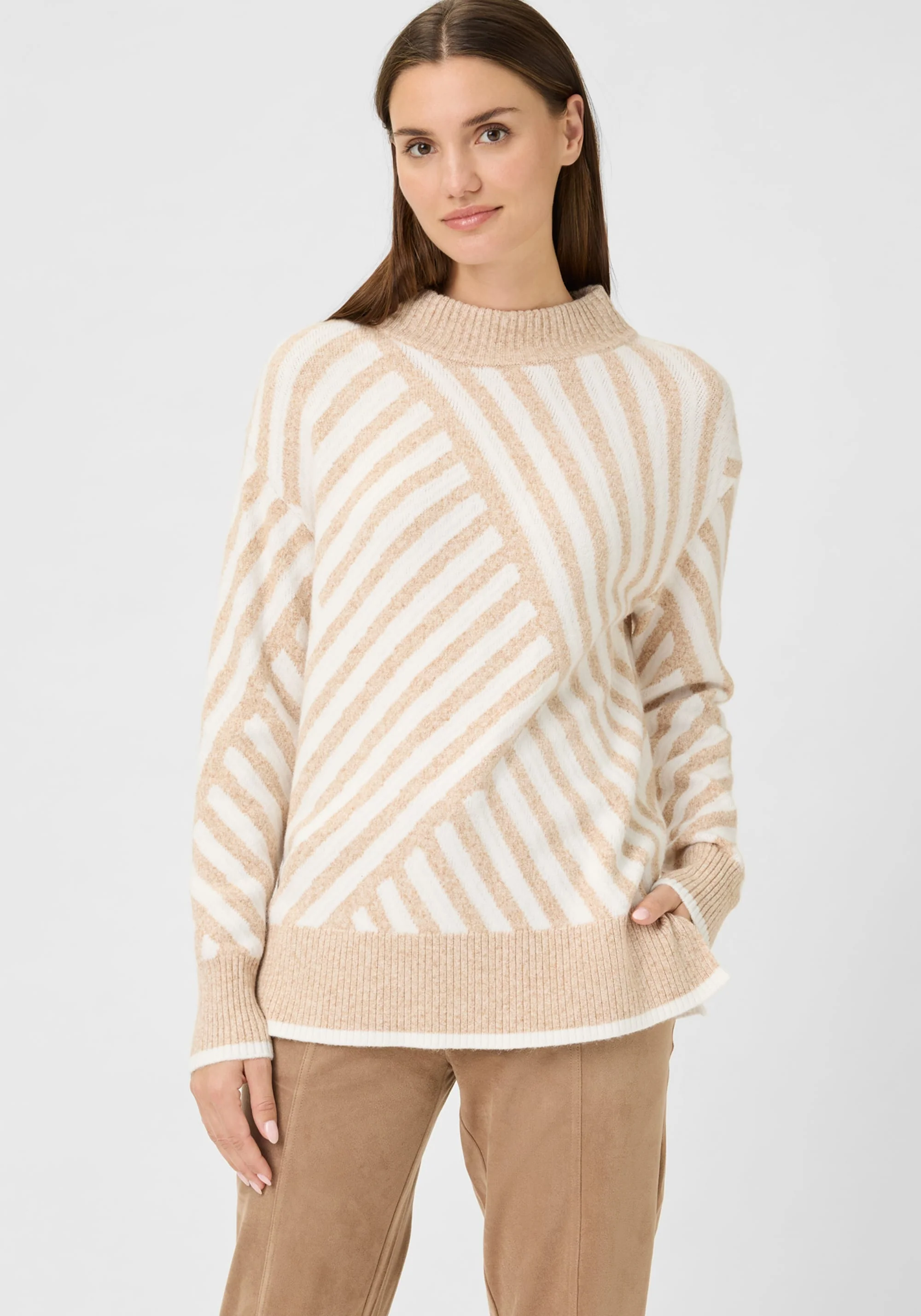 Diagonal Stripe Tunic Sweater