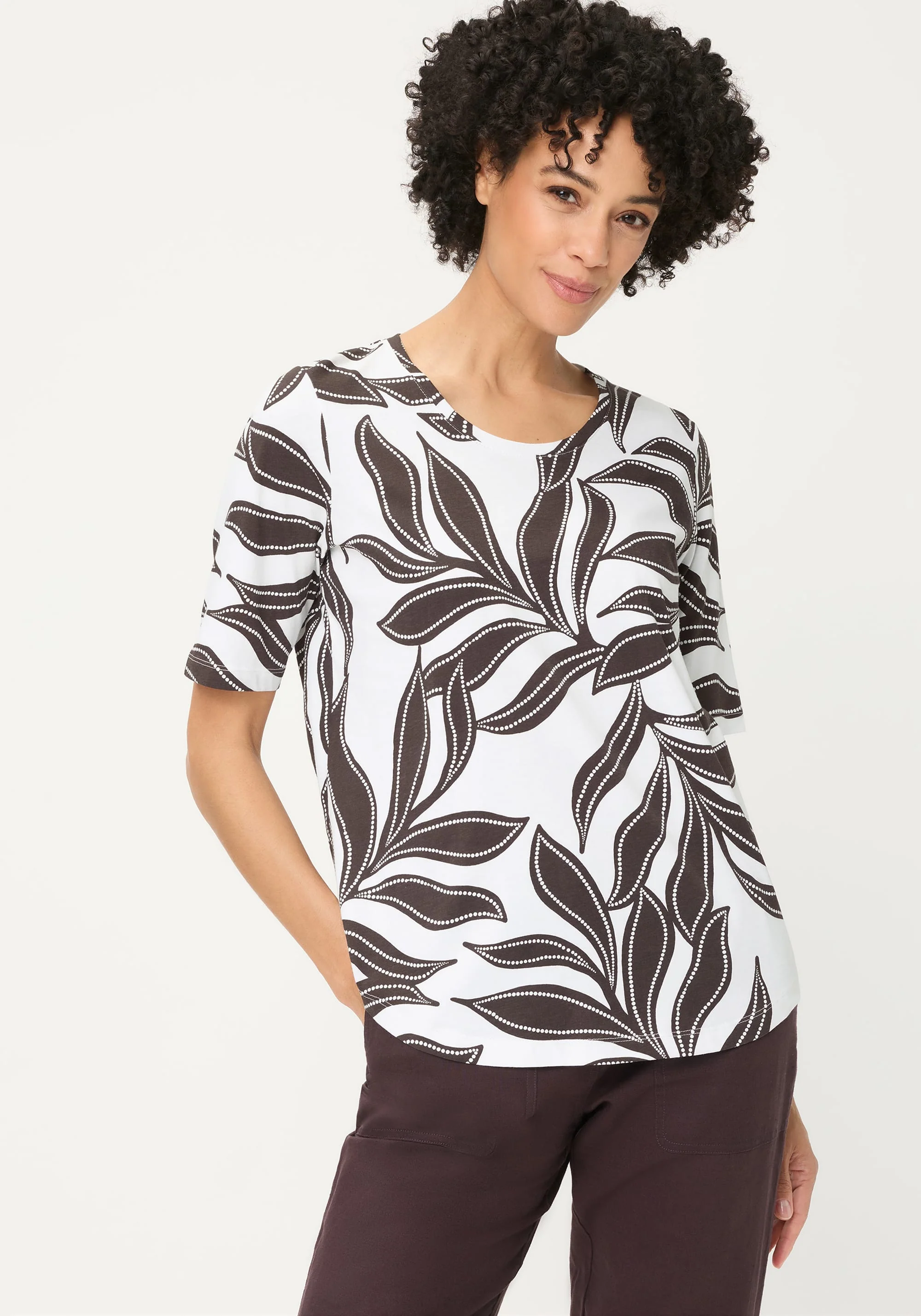 Dotted Leaf Print T-Shirt