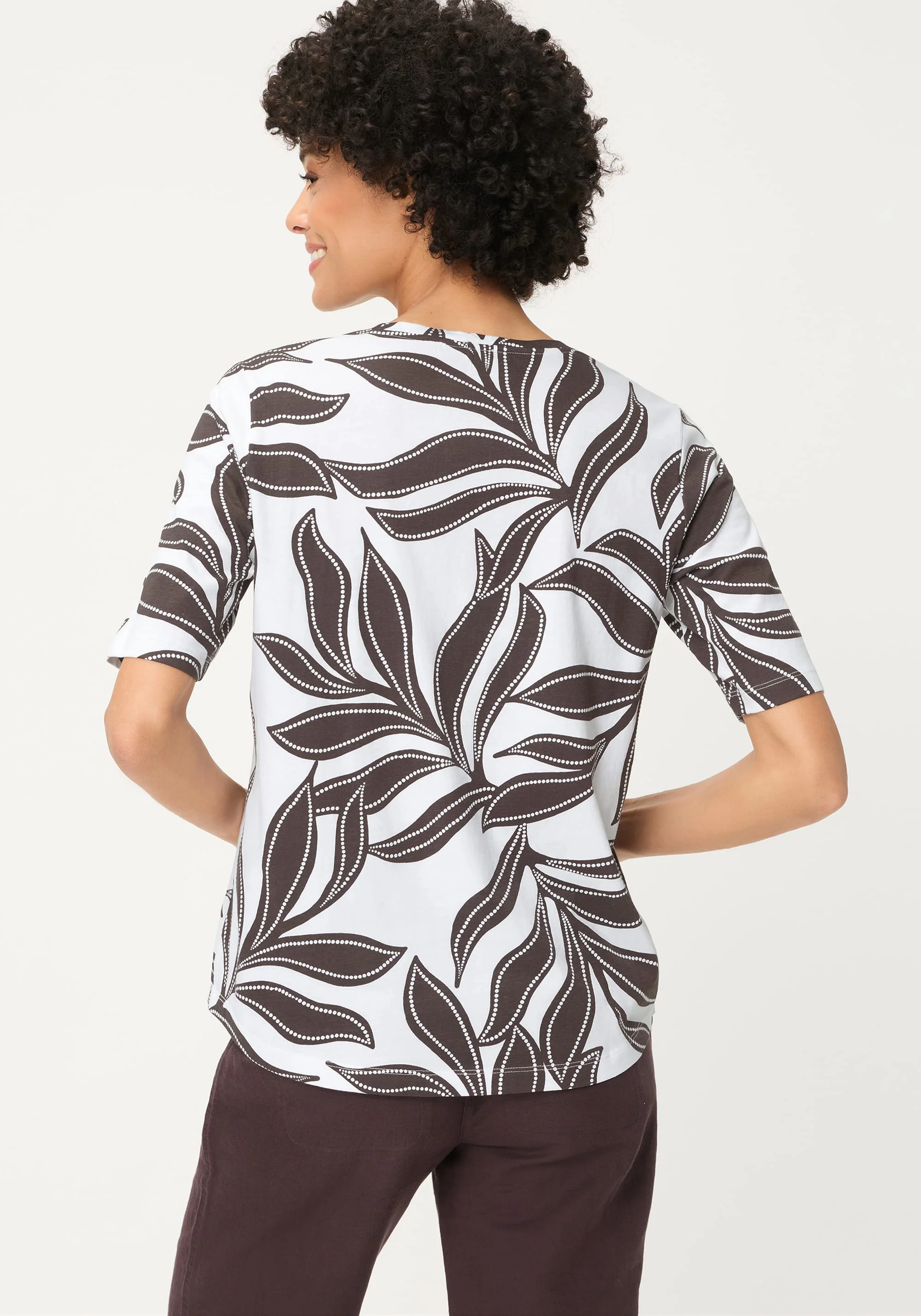 Dotted Leaf Print T-Shirt - Image 2
