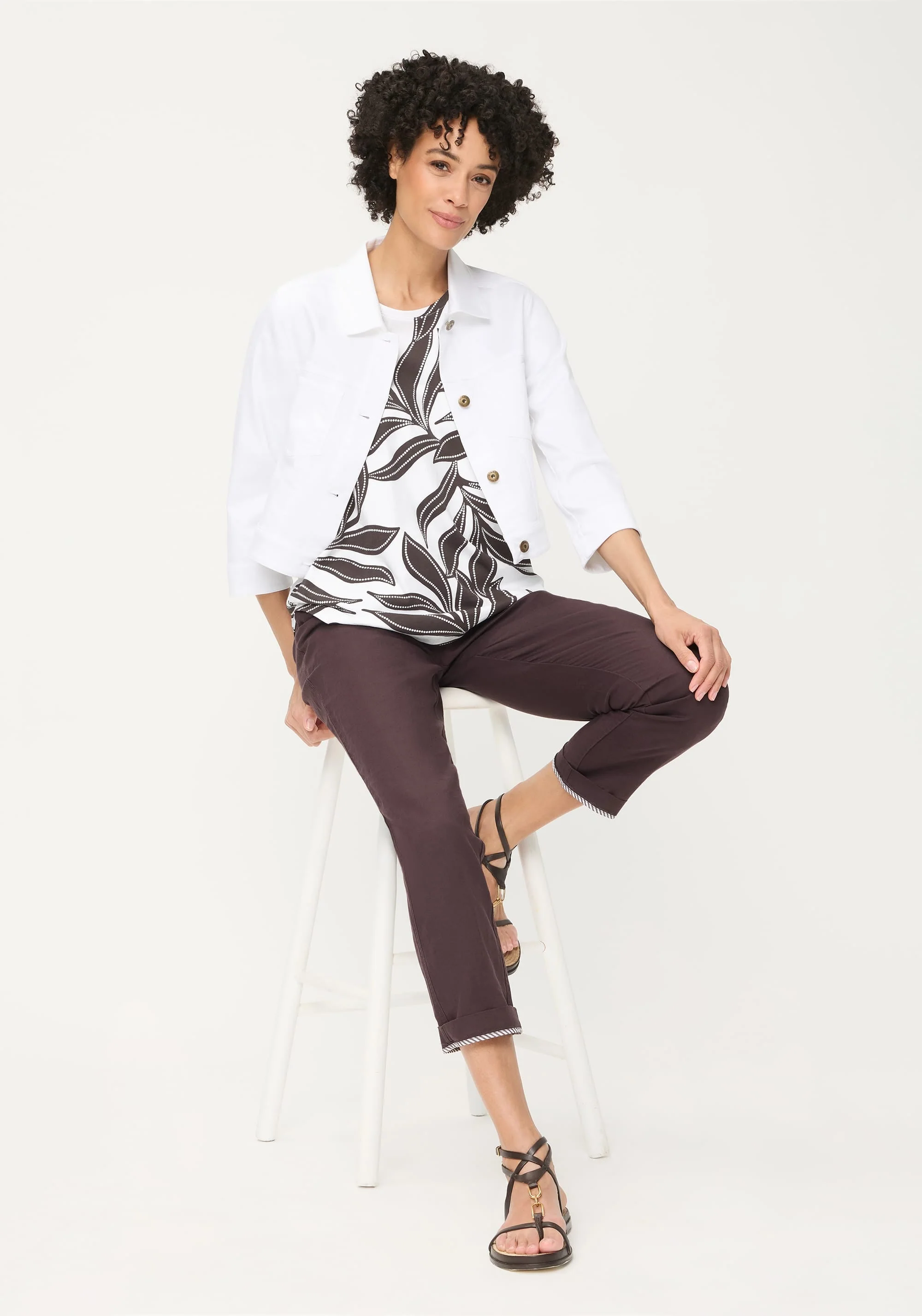 Dotted Leaf Print T-Shirt - Image 4