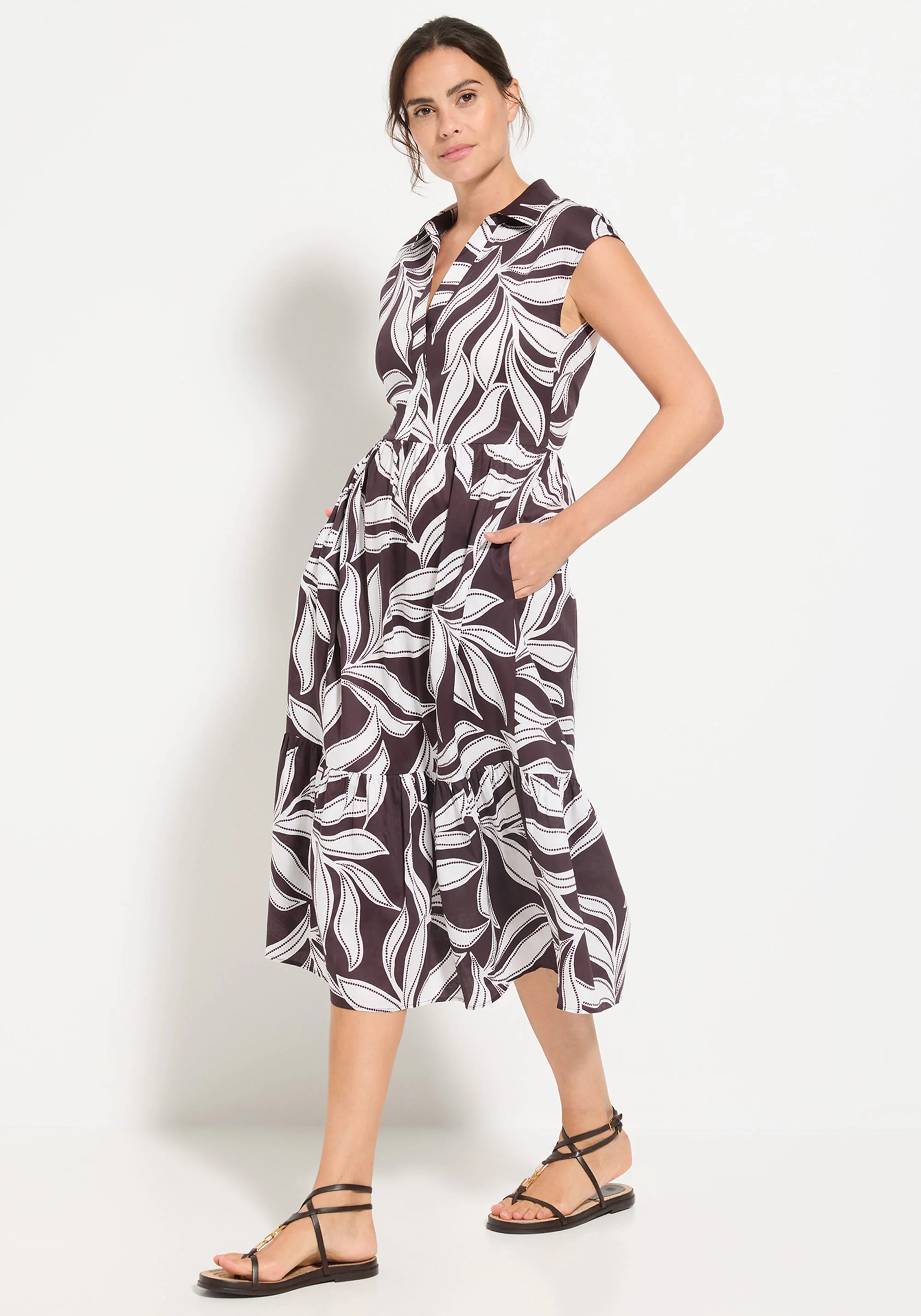Dotted Leaf Tiered Dress