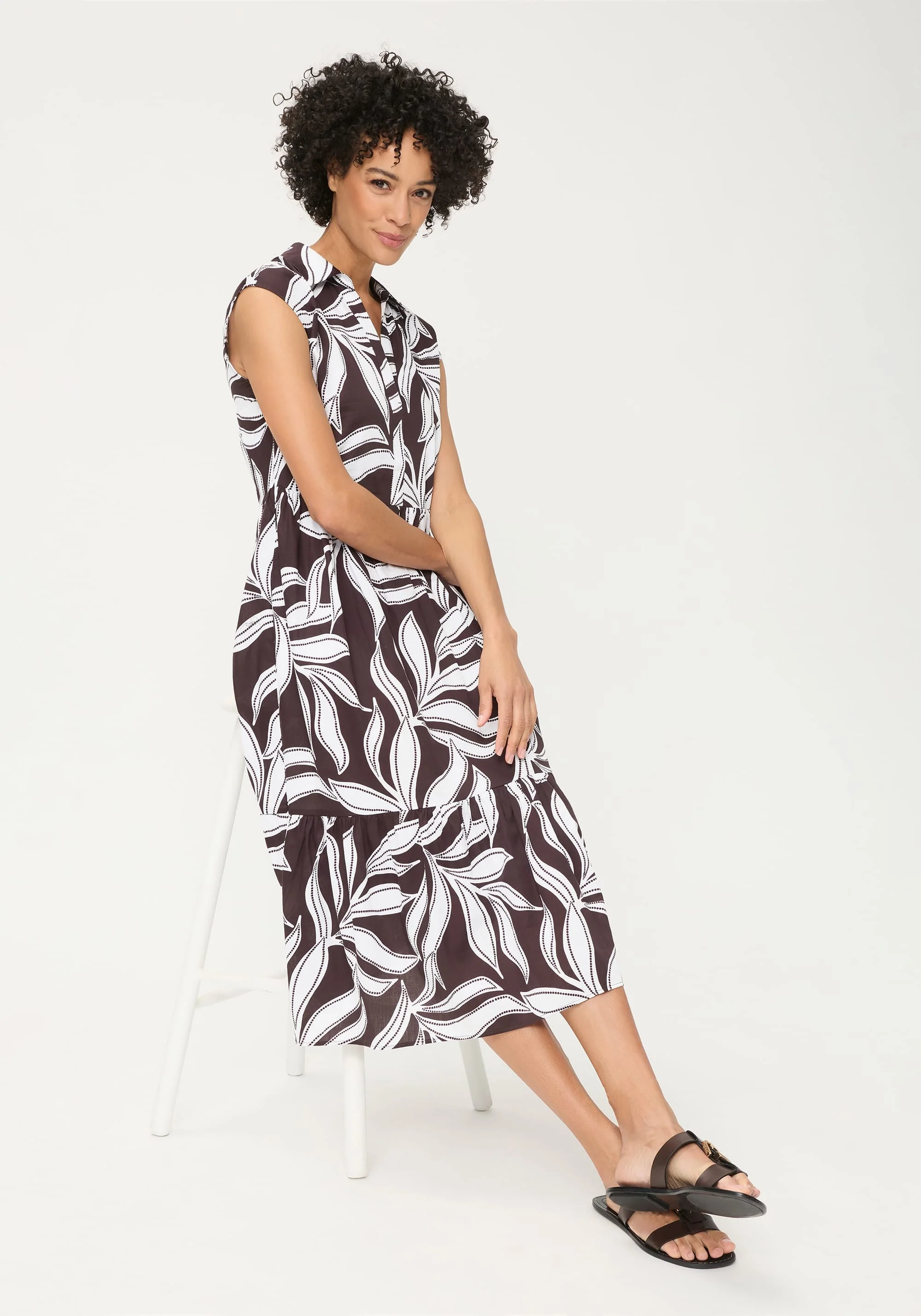 Dotted Leaf Tiered Dress - Image 5