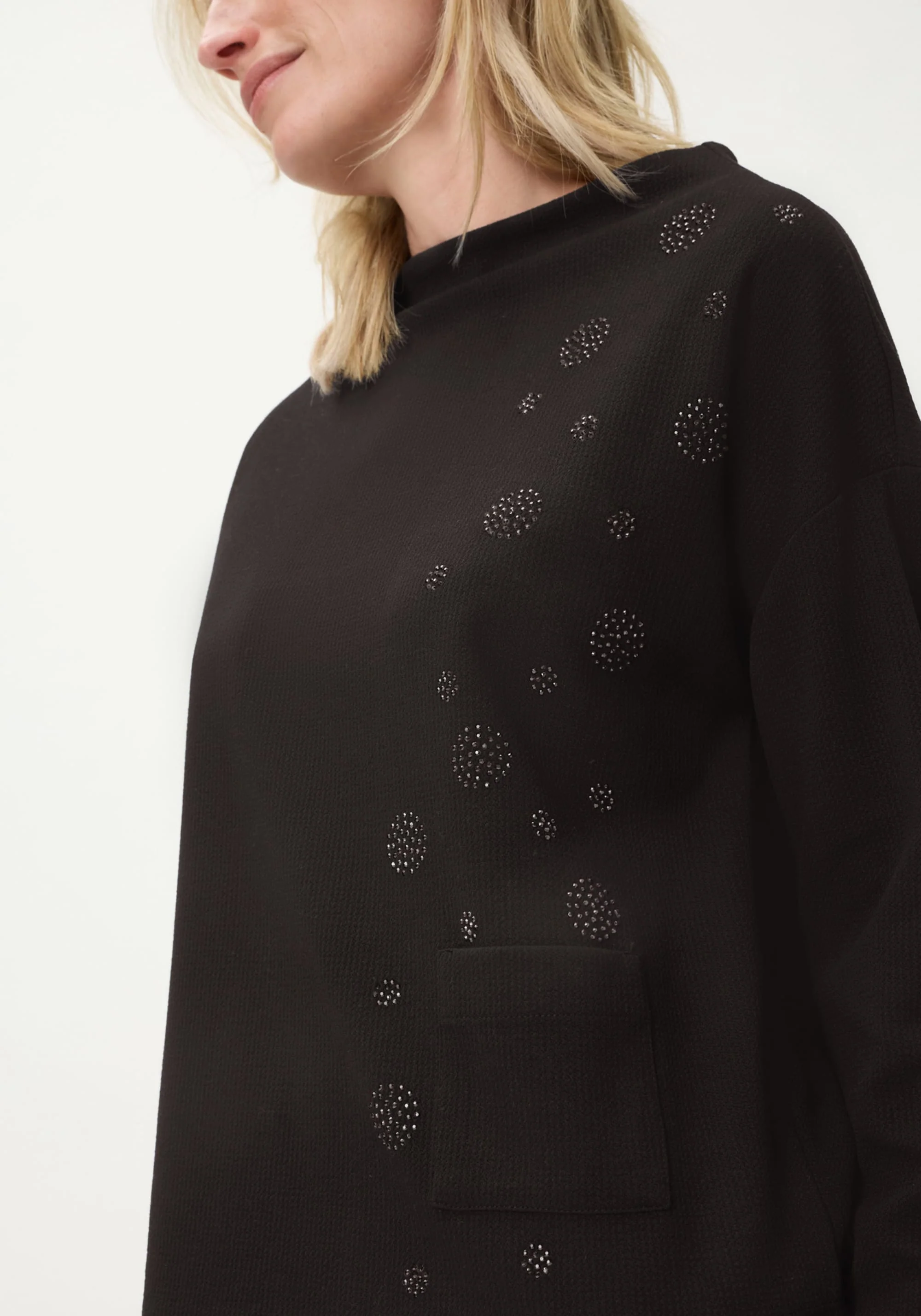 Embellished Funnel Neck Jersey Top - Image 3