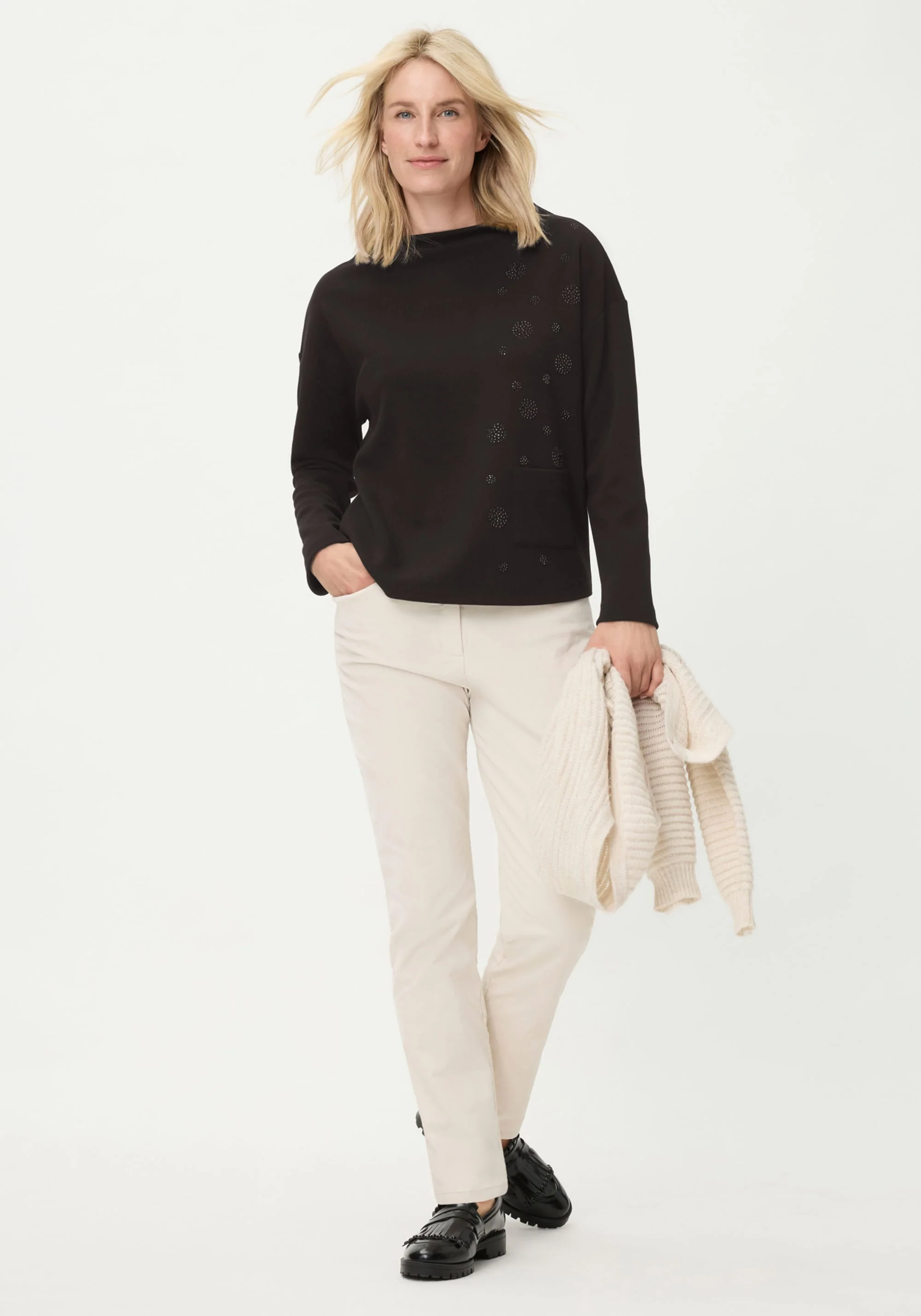 Embellished Funnel Neck Jersey Top - Image 4