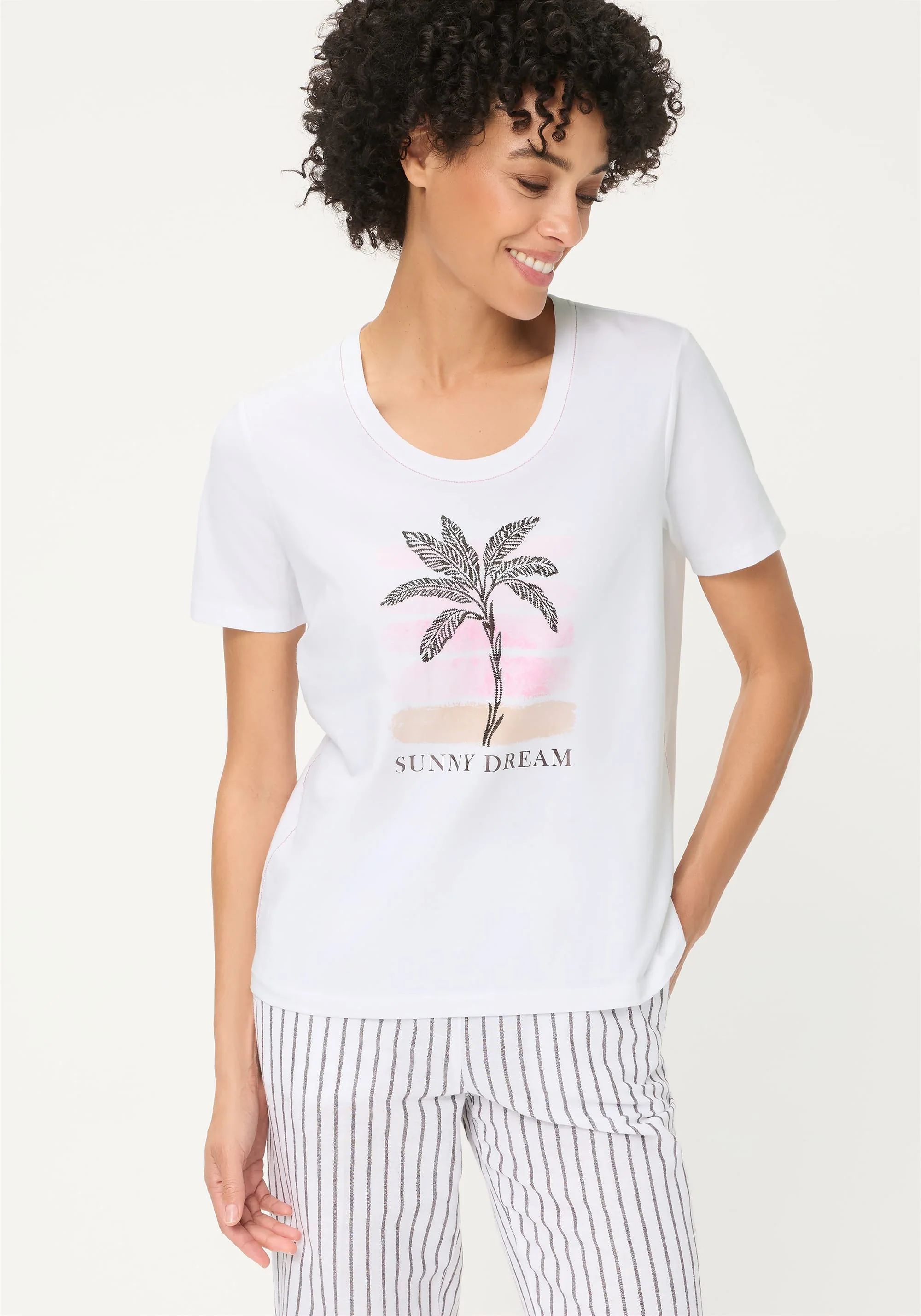 Embroidered Placement Print T-Shirt