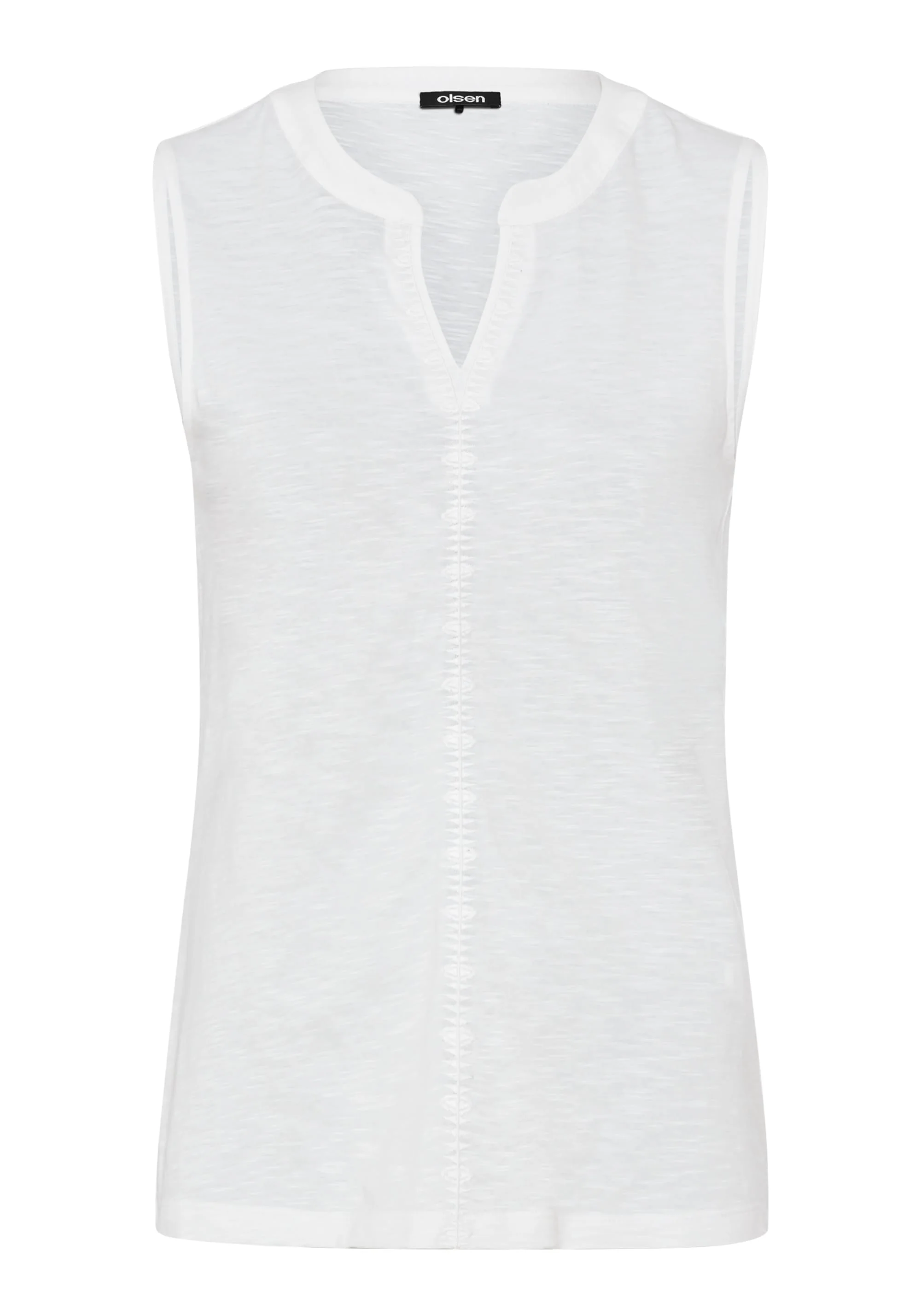 Embroidered Split V-Neck Shell - Image 3