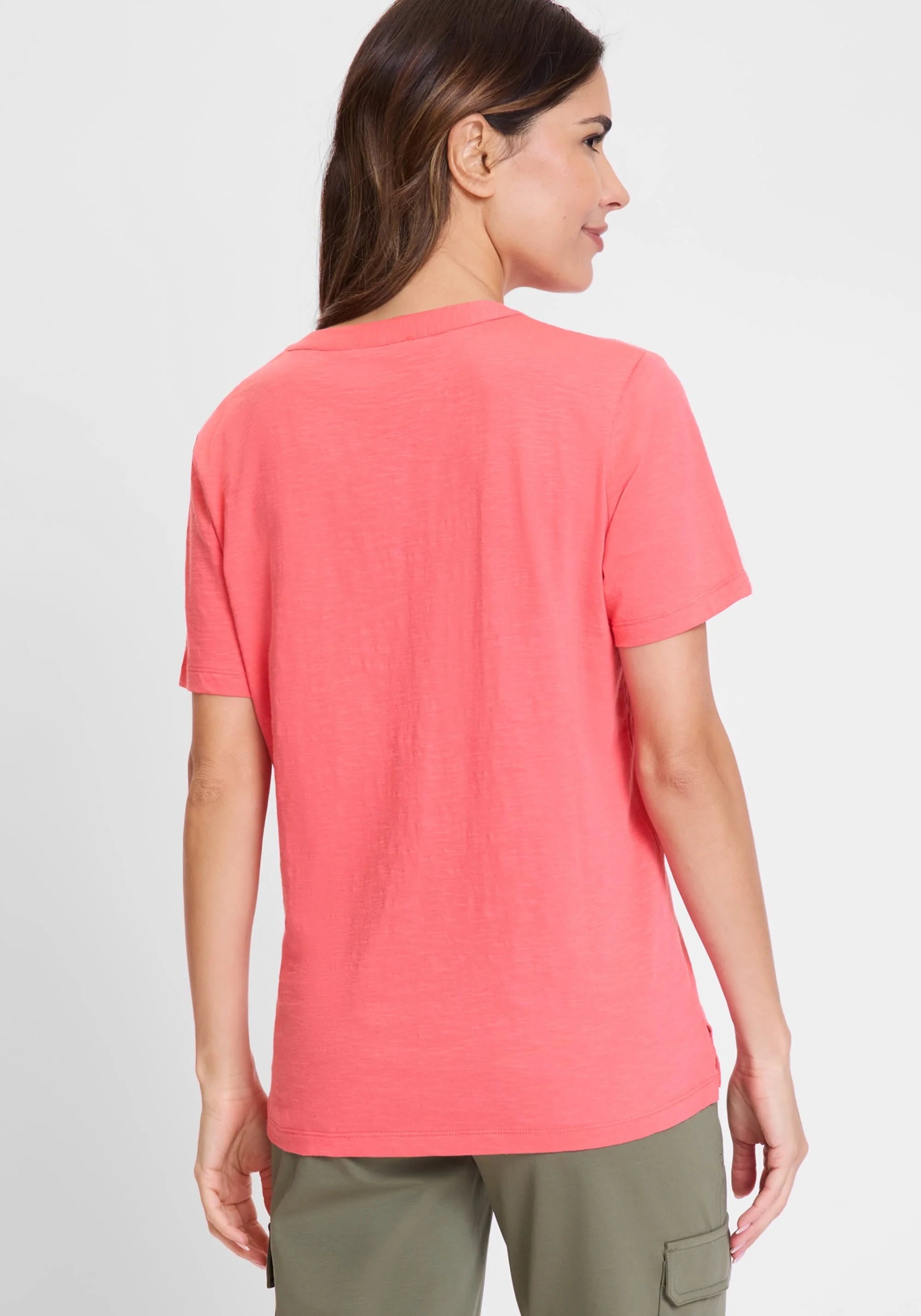 Embroidered Split V-Neck T-Shirt - Image 2
