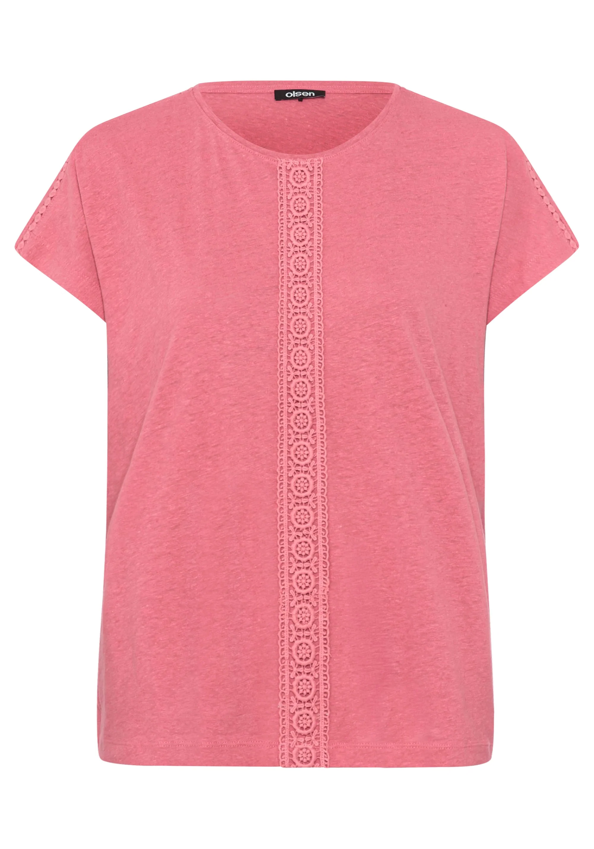 Embroidered Trim Cotton Linen Tee - Image 3