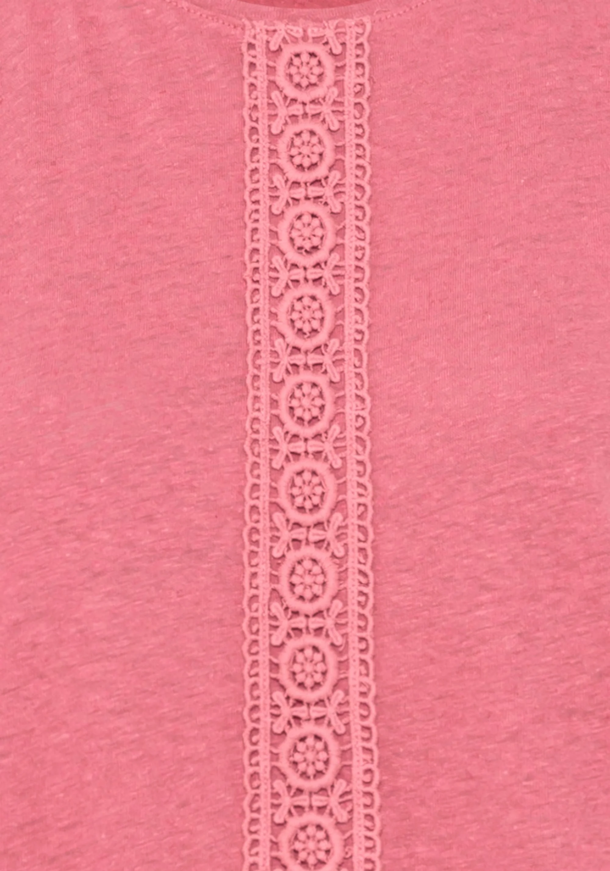 Embroidered Trim Cotton Linen Tee - Image 5