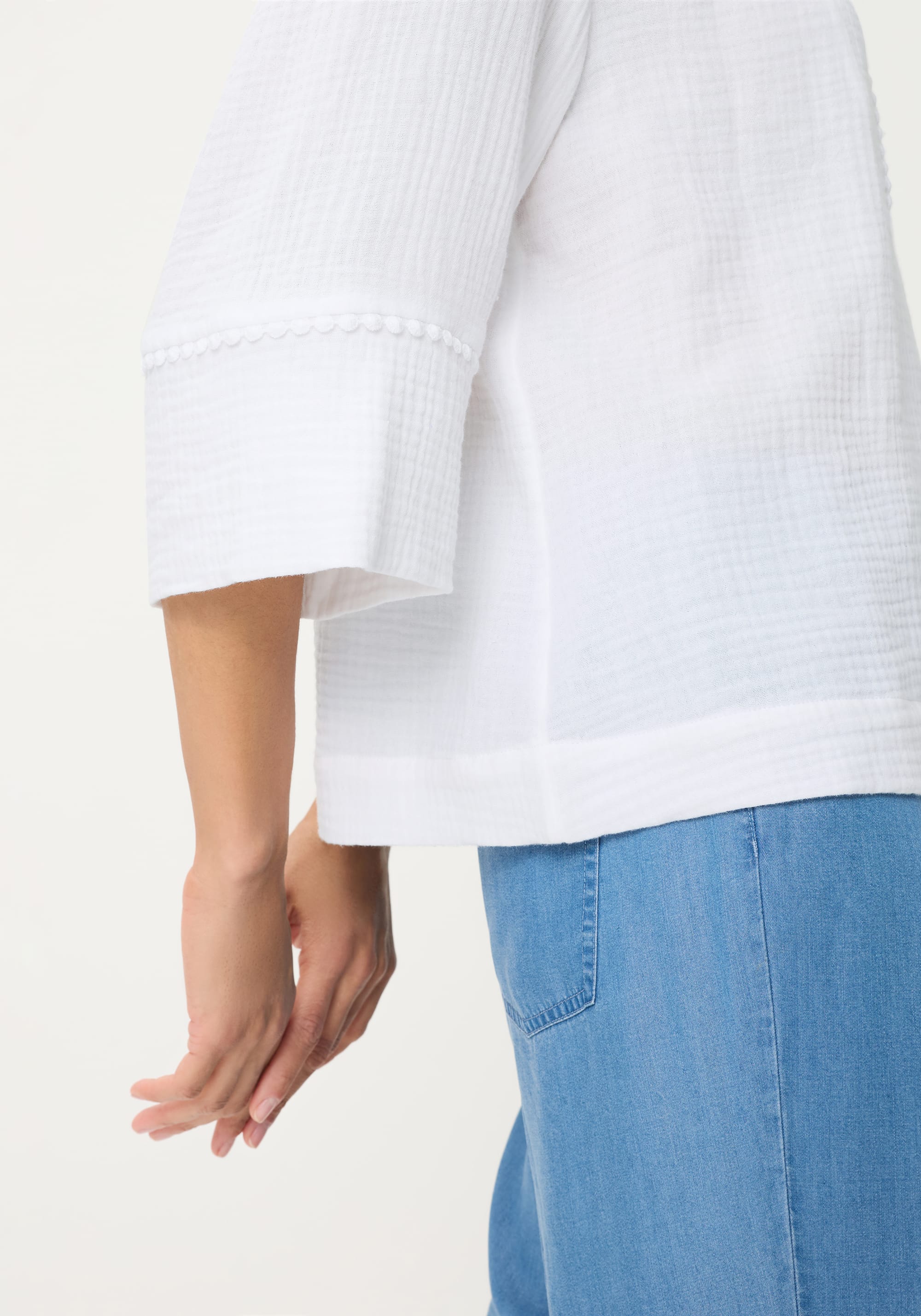 Embroidered Waffle Tunic Blouse - Image 3