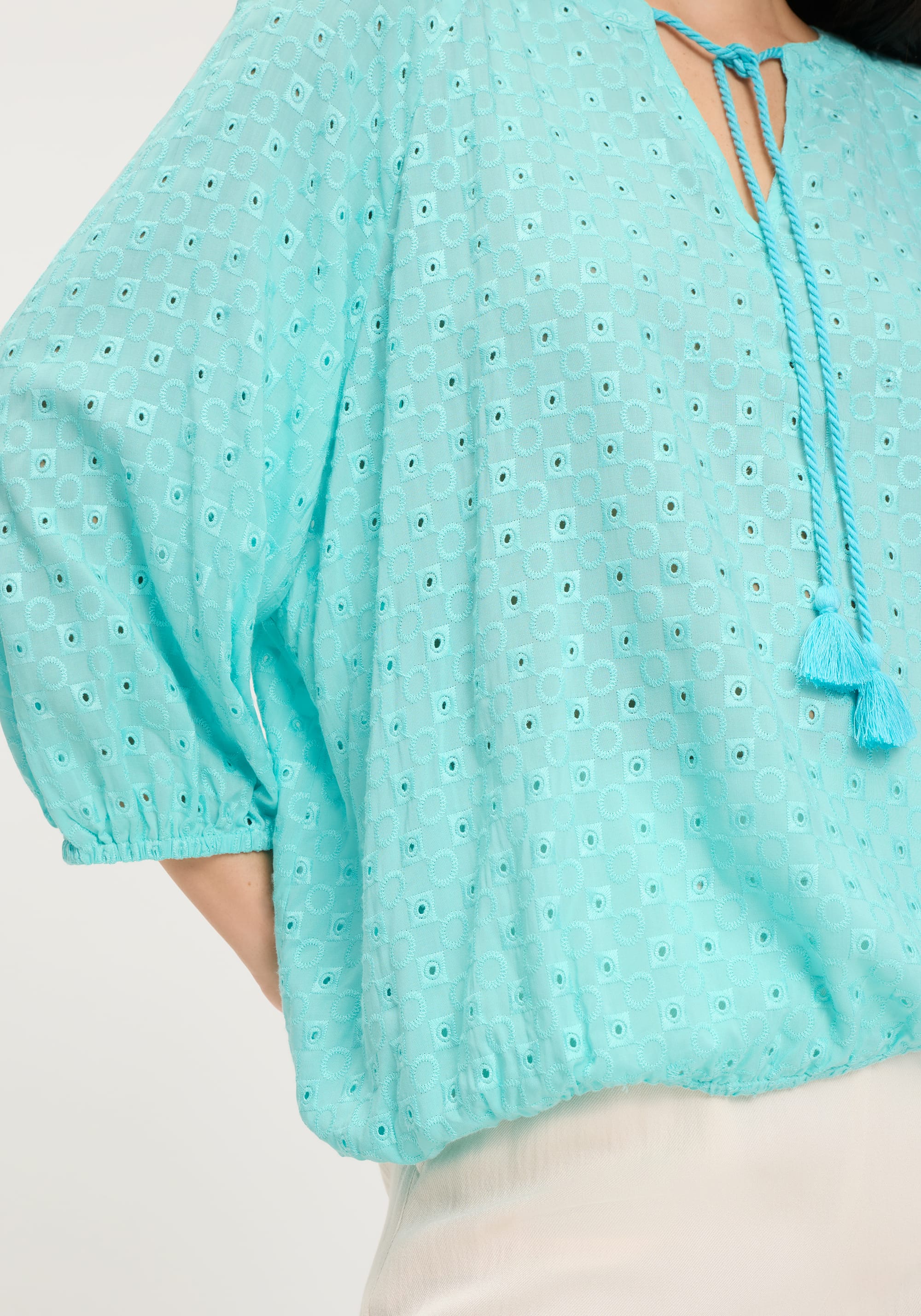 Eyelet Embroidered Tunic Blouse - Image 4