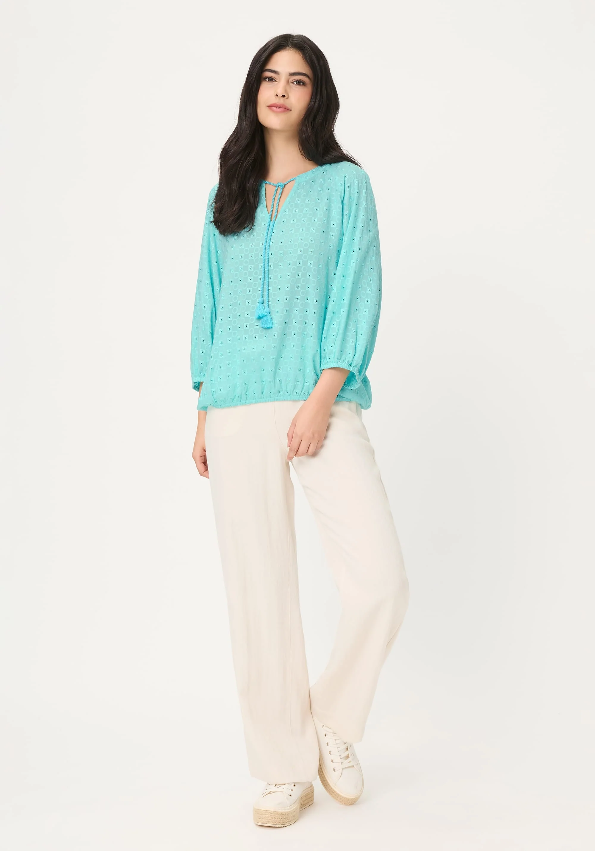 Eyelet Embroidered Tunic Blouse - Image 5