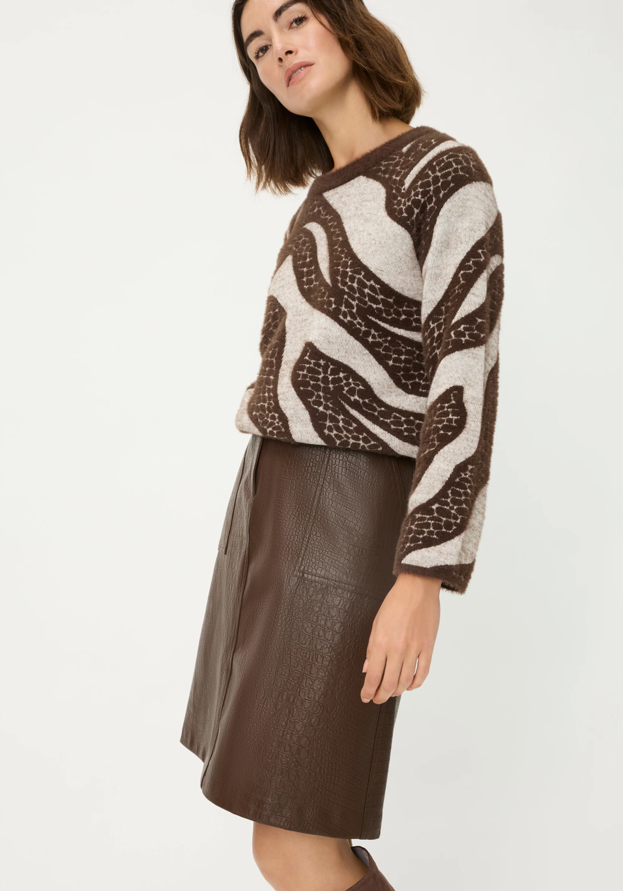 Faux Croc A-Line Skirt - Image 5