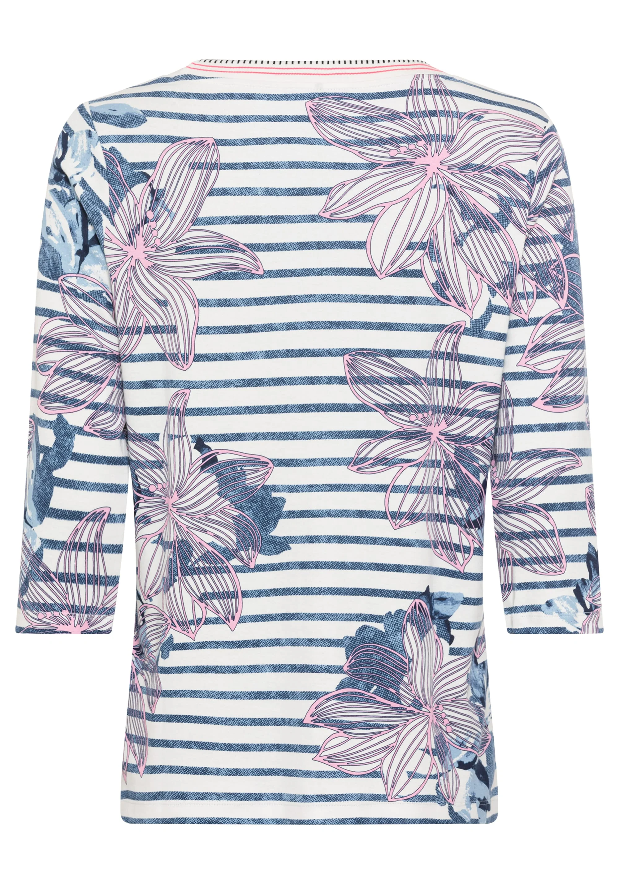Floral and Stripe Print T-Shirt - Image 5