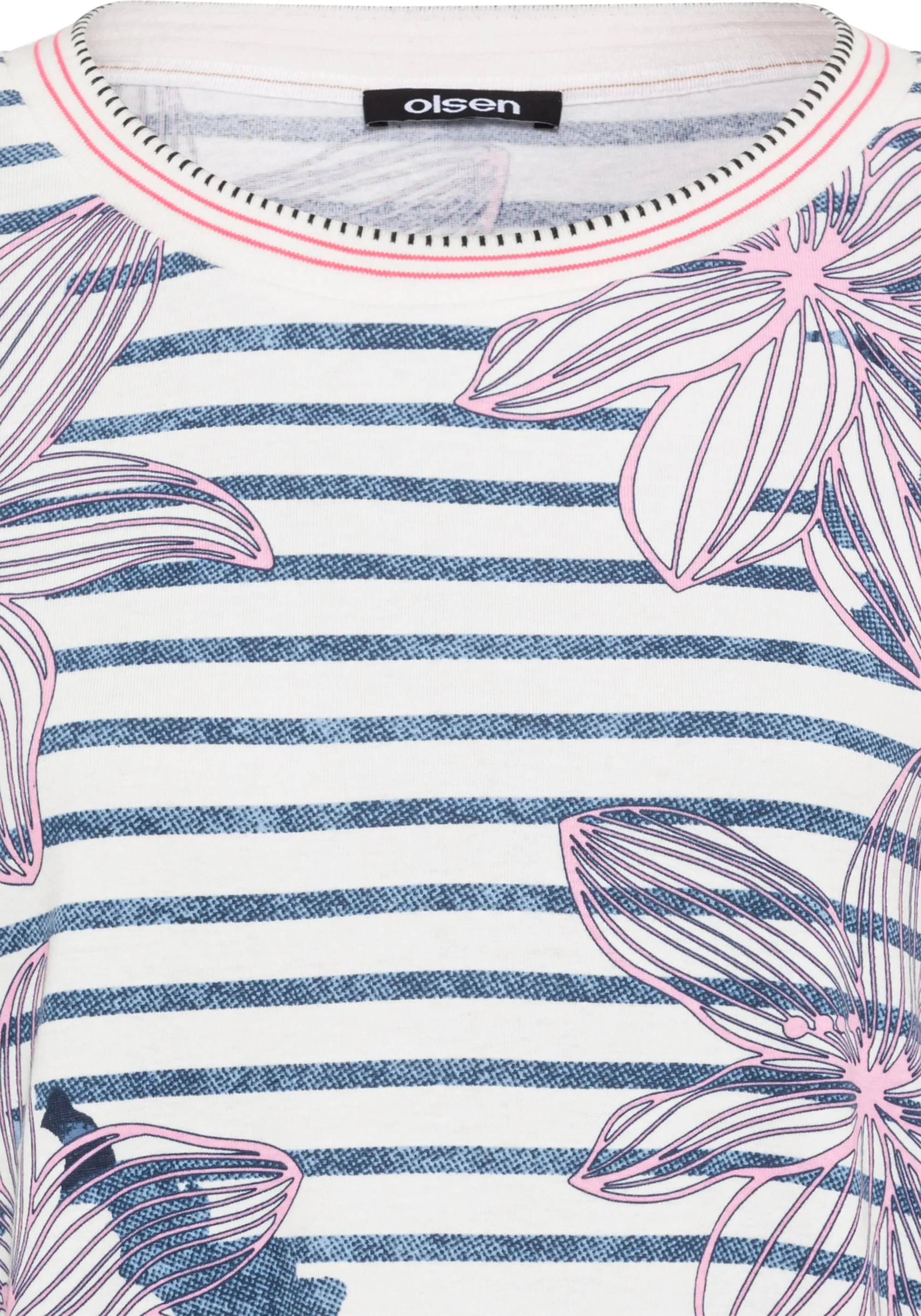 Floral and Stripe Print T-Shirt - Image 6