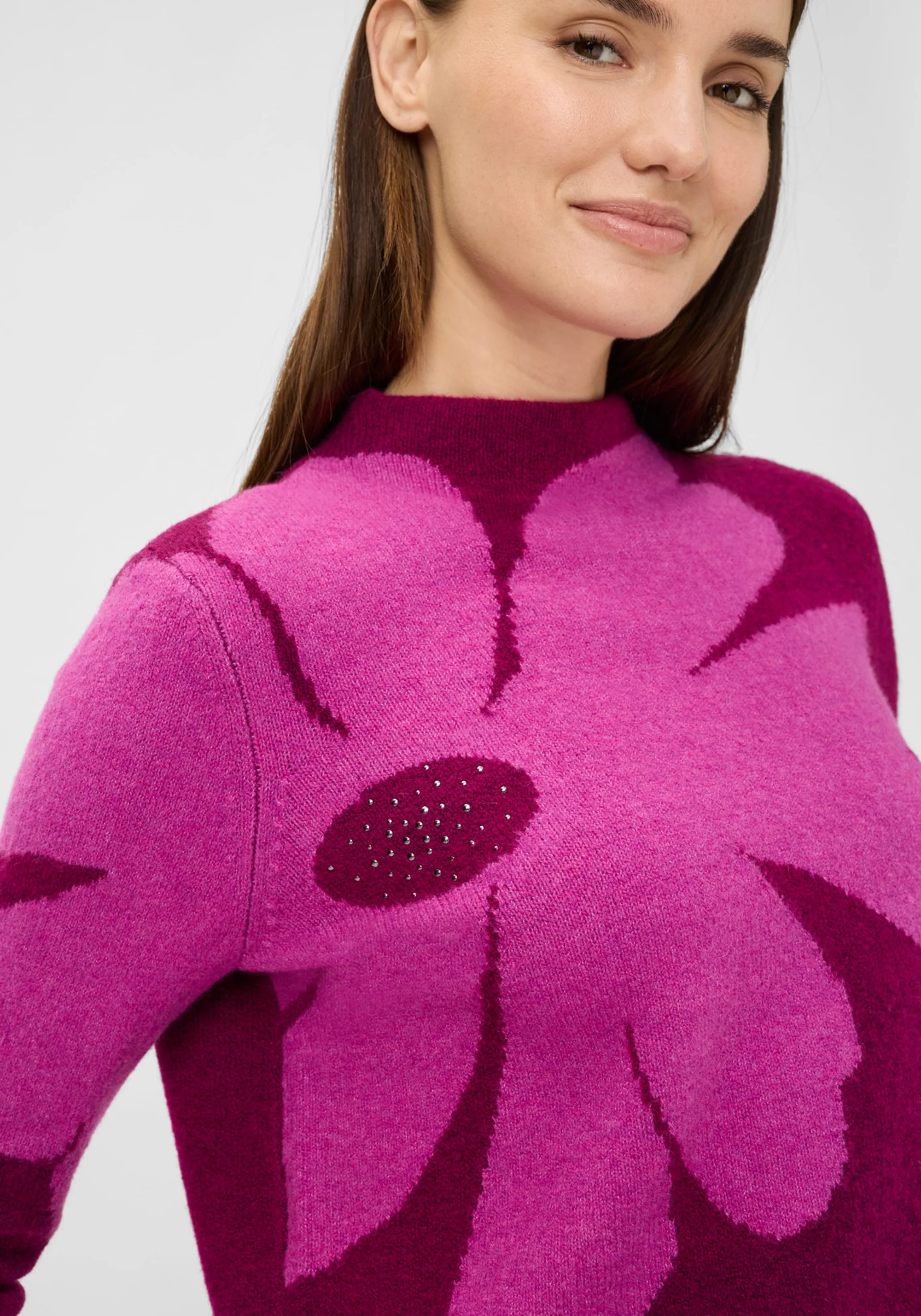 Floral Intarsia Mock Neck Sweater - Image 4