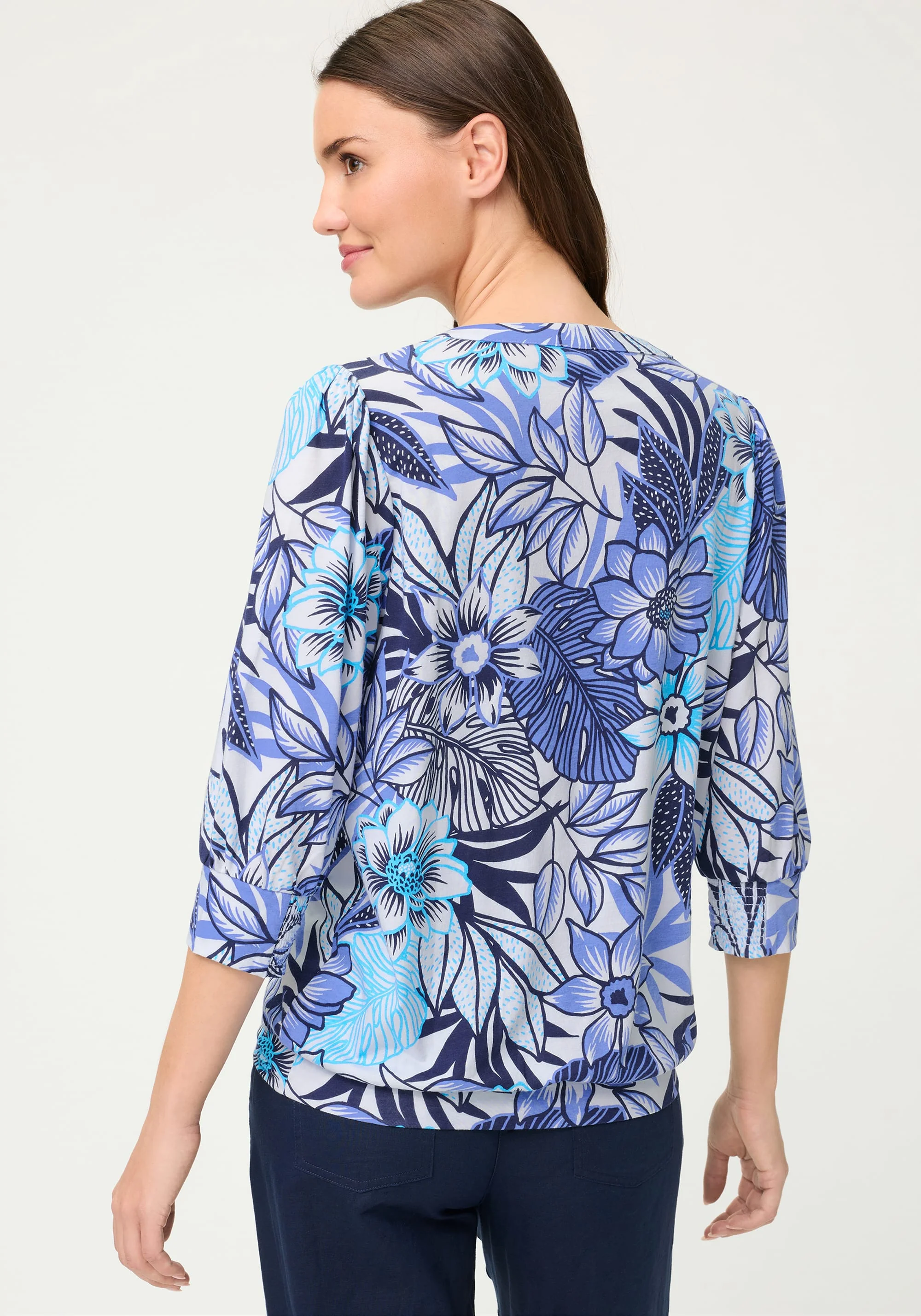 Floral Split Neck T-Shirt - Image 2