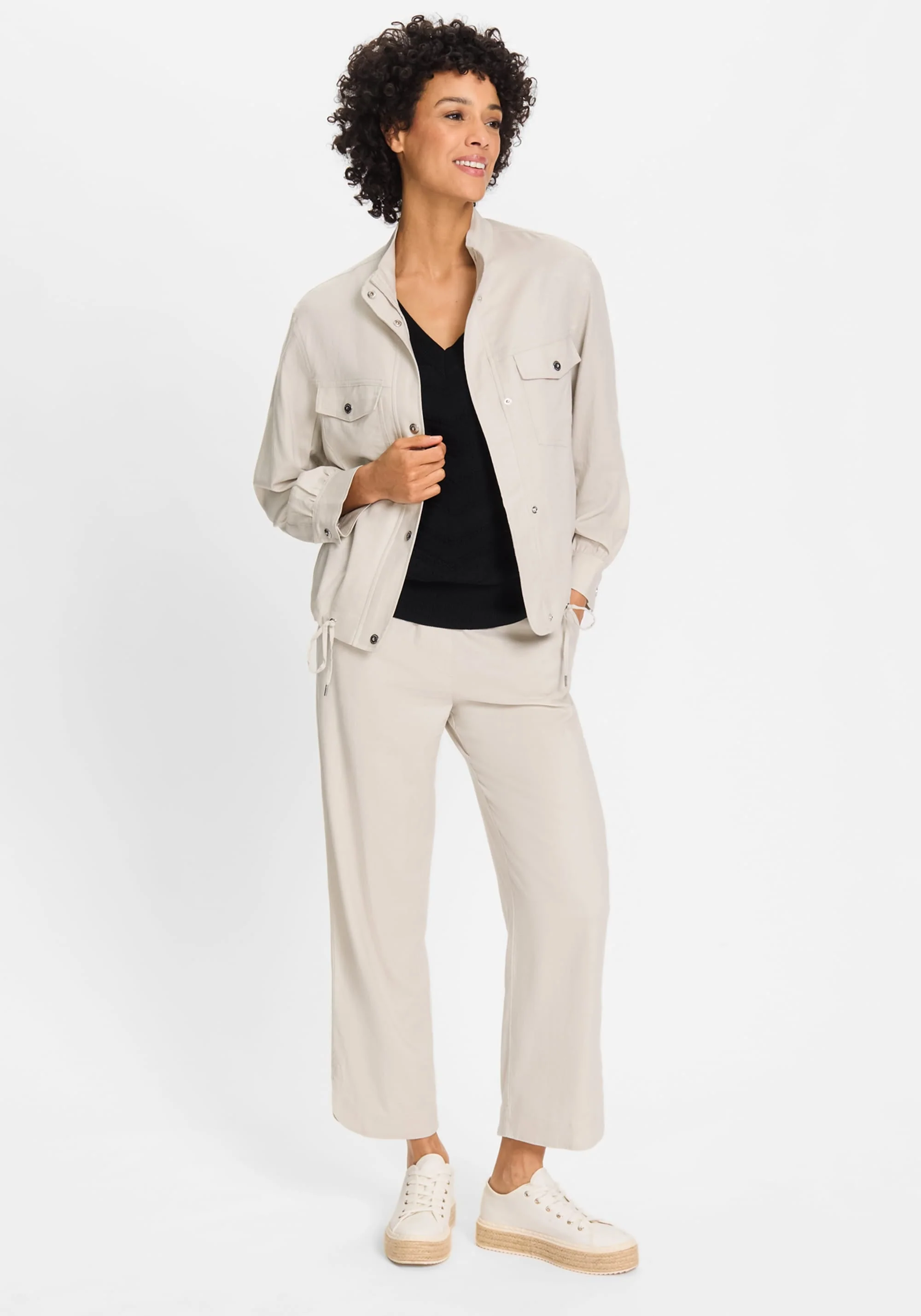 Funnel Neck Linen Blend Jacket - Image 4