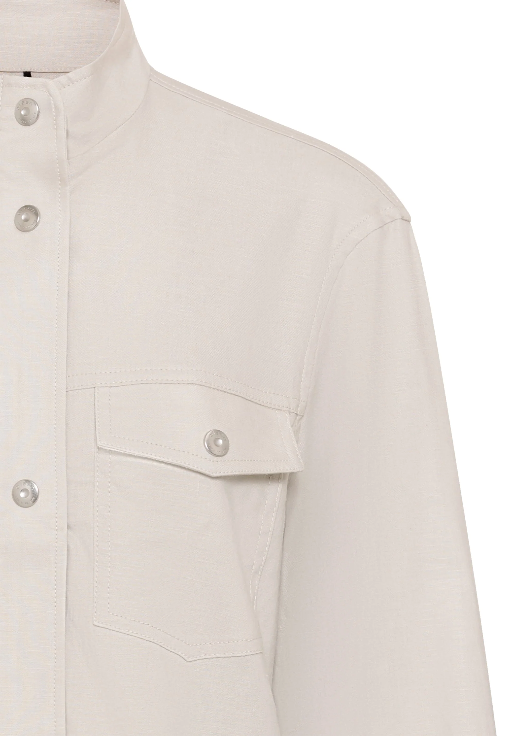 Funnel Neck Linen Blend Jacket - Image 7