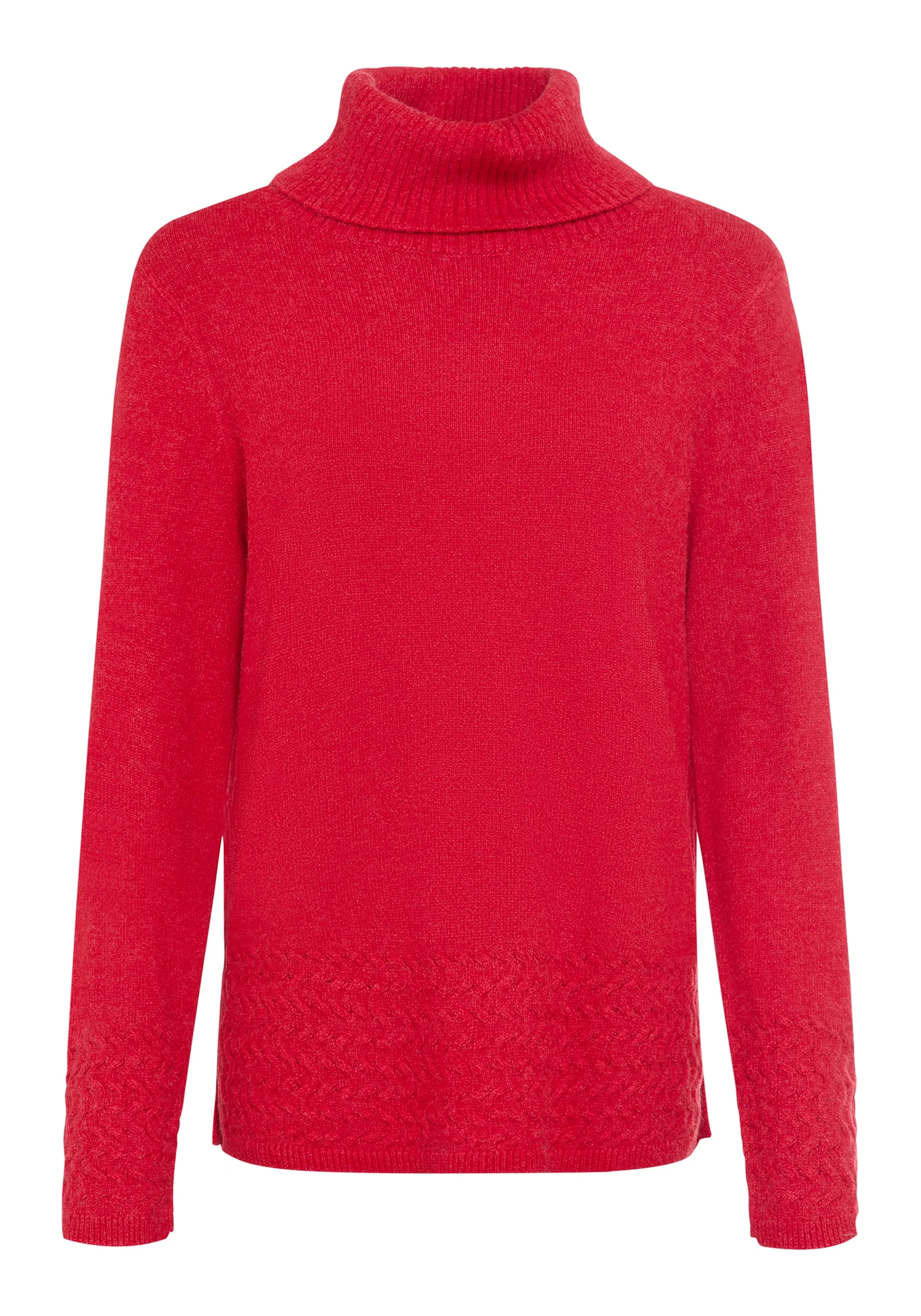 Funnel Neck Sweater with Cable Knit Trim - Image 5
