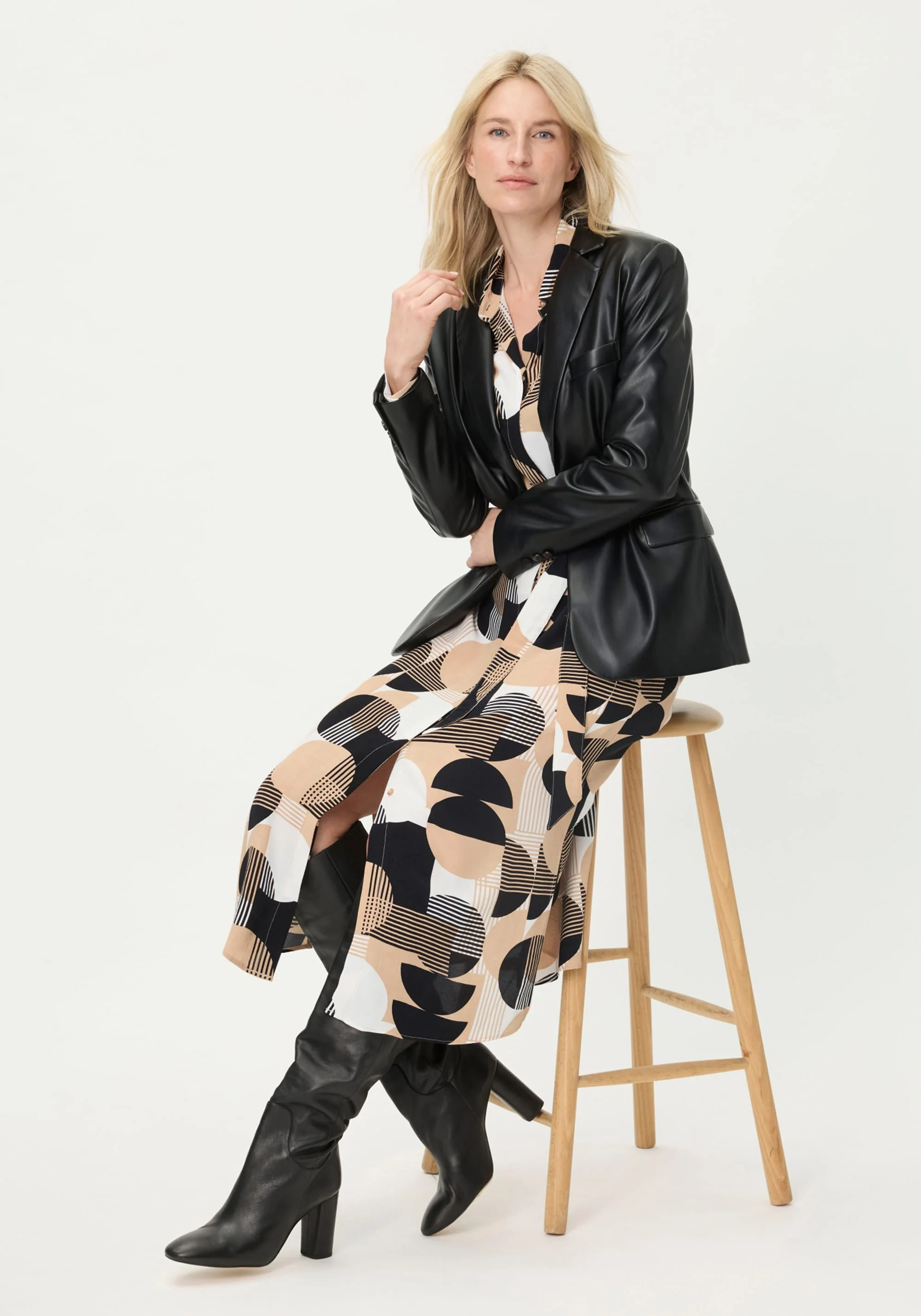 Geo Mixed Shirt Dress - Image 5