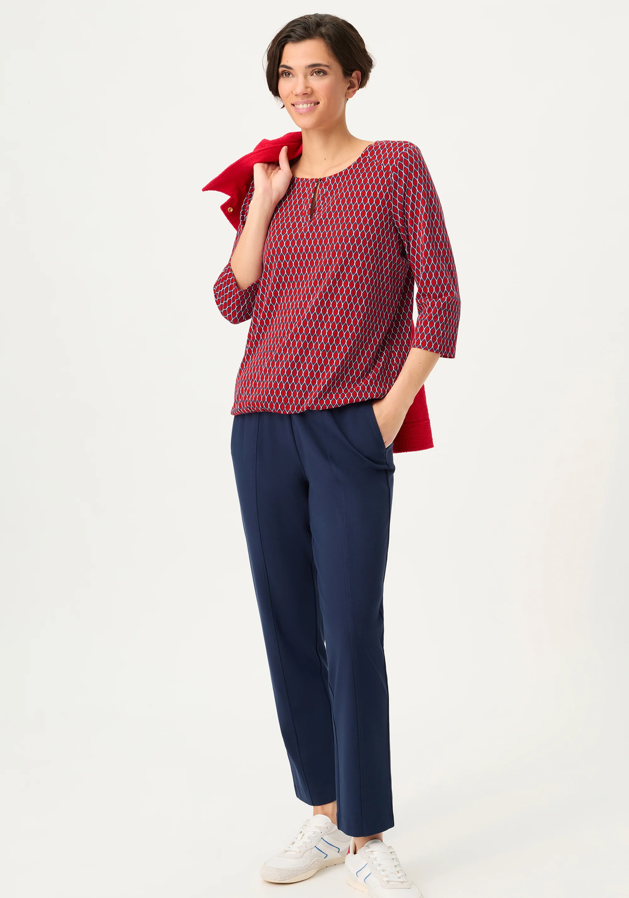 Geo Print Split Neck T-Shirt - Image 4