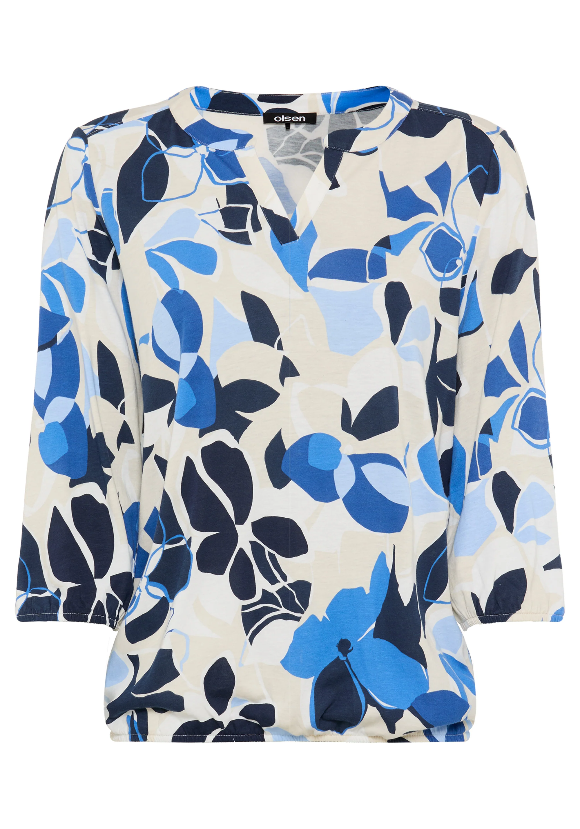 Graphic Floral Split Neck T-Shirt - Image 5
