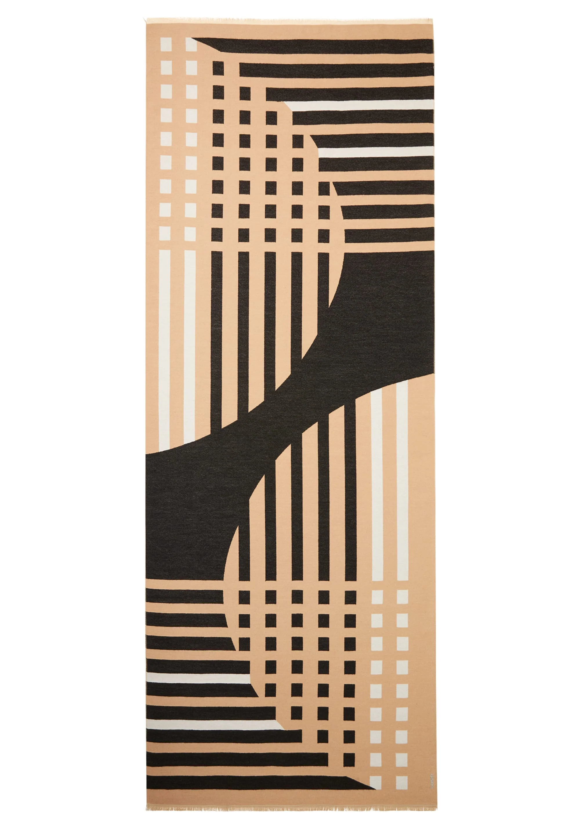 Graphic Scarf with Frayed Edge - Image 3