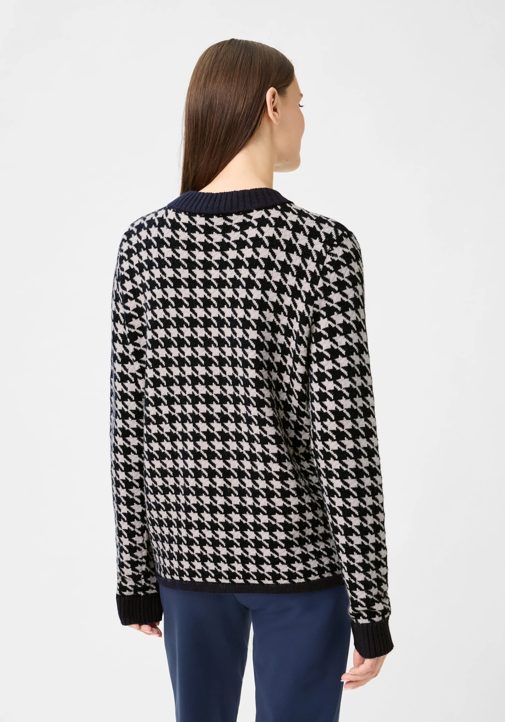 Houndstooth Zip Front Cardigan - Image 3