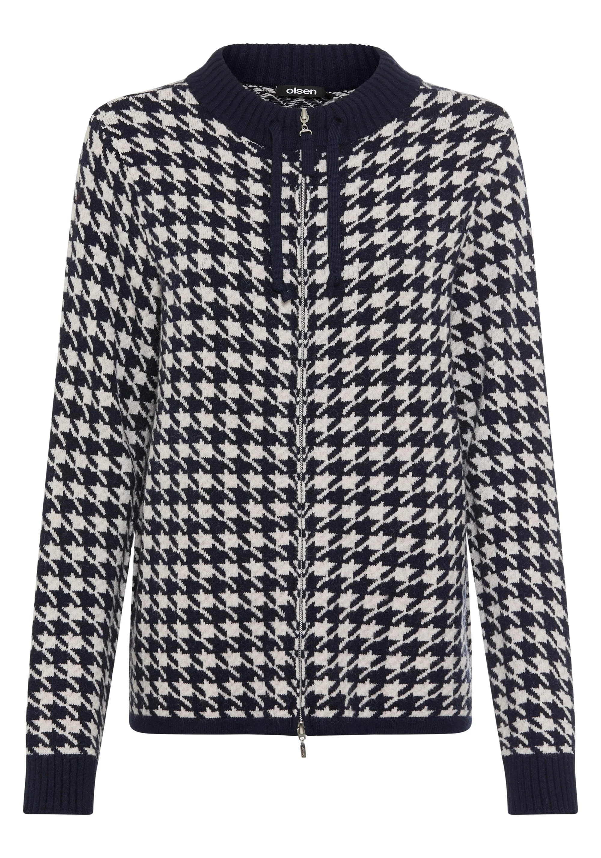 Houndstooth Zip Front Cardigan - Image 4