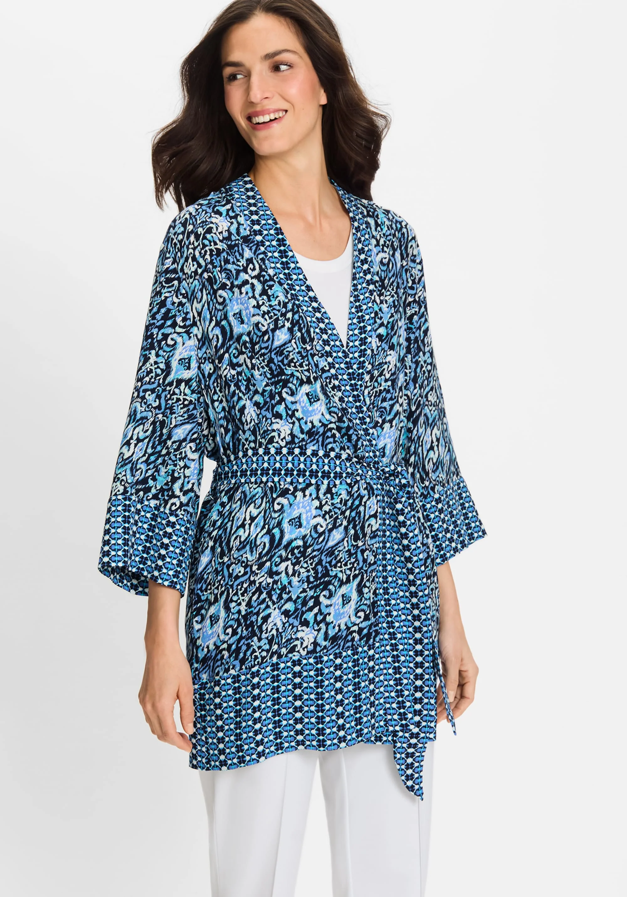 Ikat Print Kimono Robe