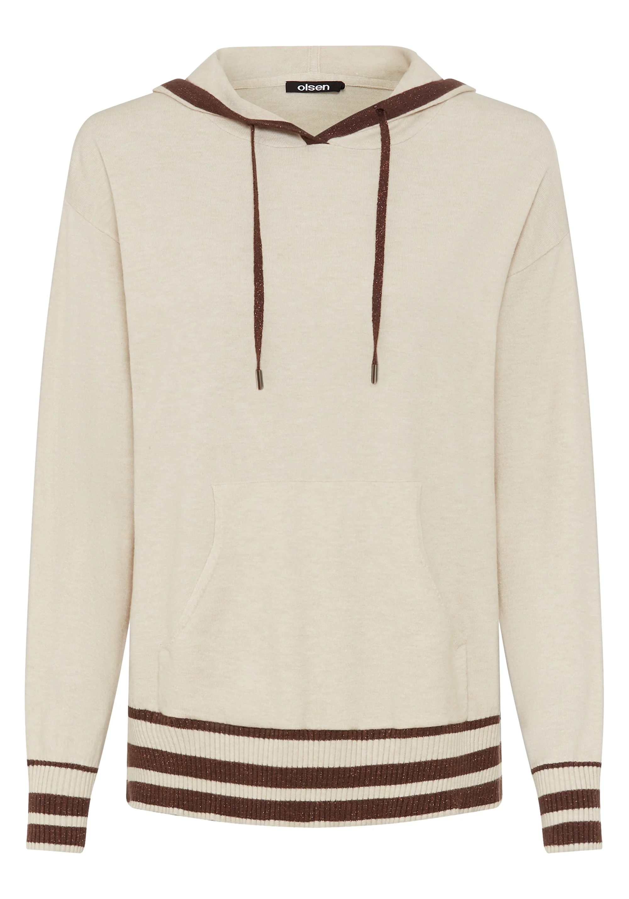 Knit Hoodie Pullover with Stripes - Image 5
