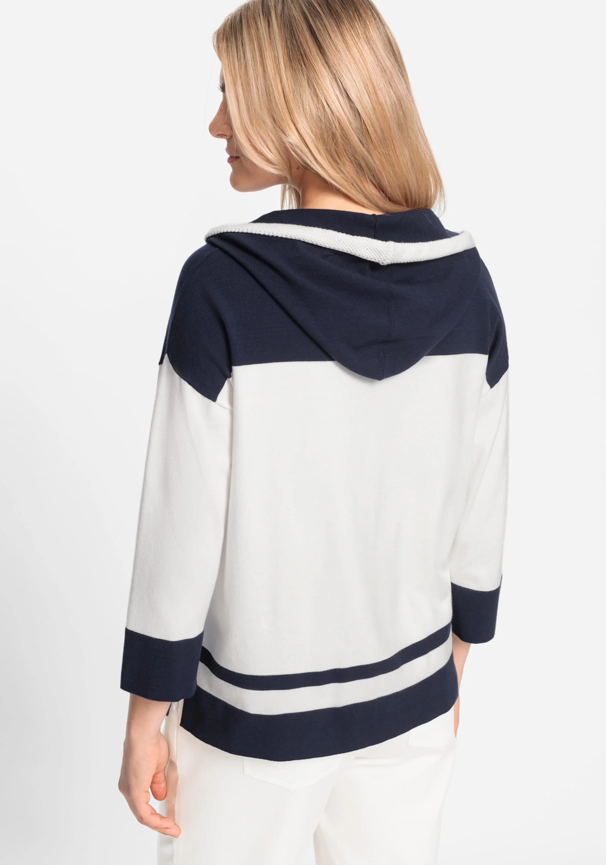 Knit Zip Front Striped Hoodie - Image 3