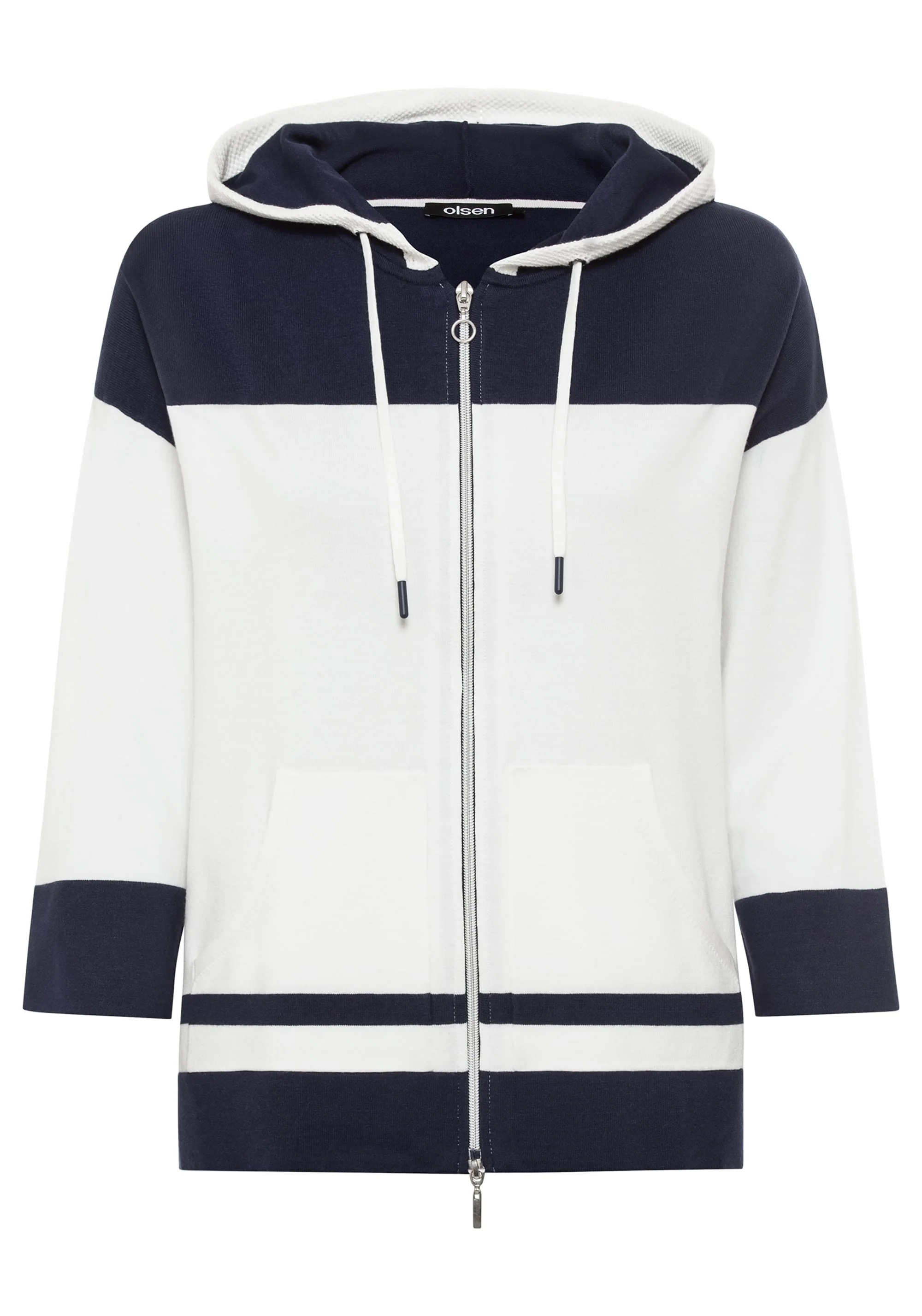 Knit Zip Front Striped Hoodie - Image 4