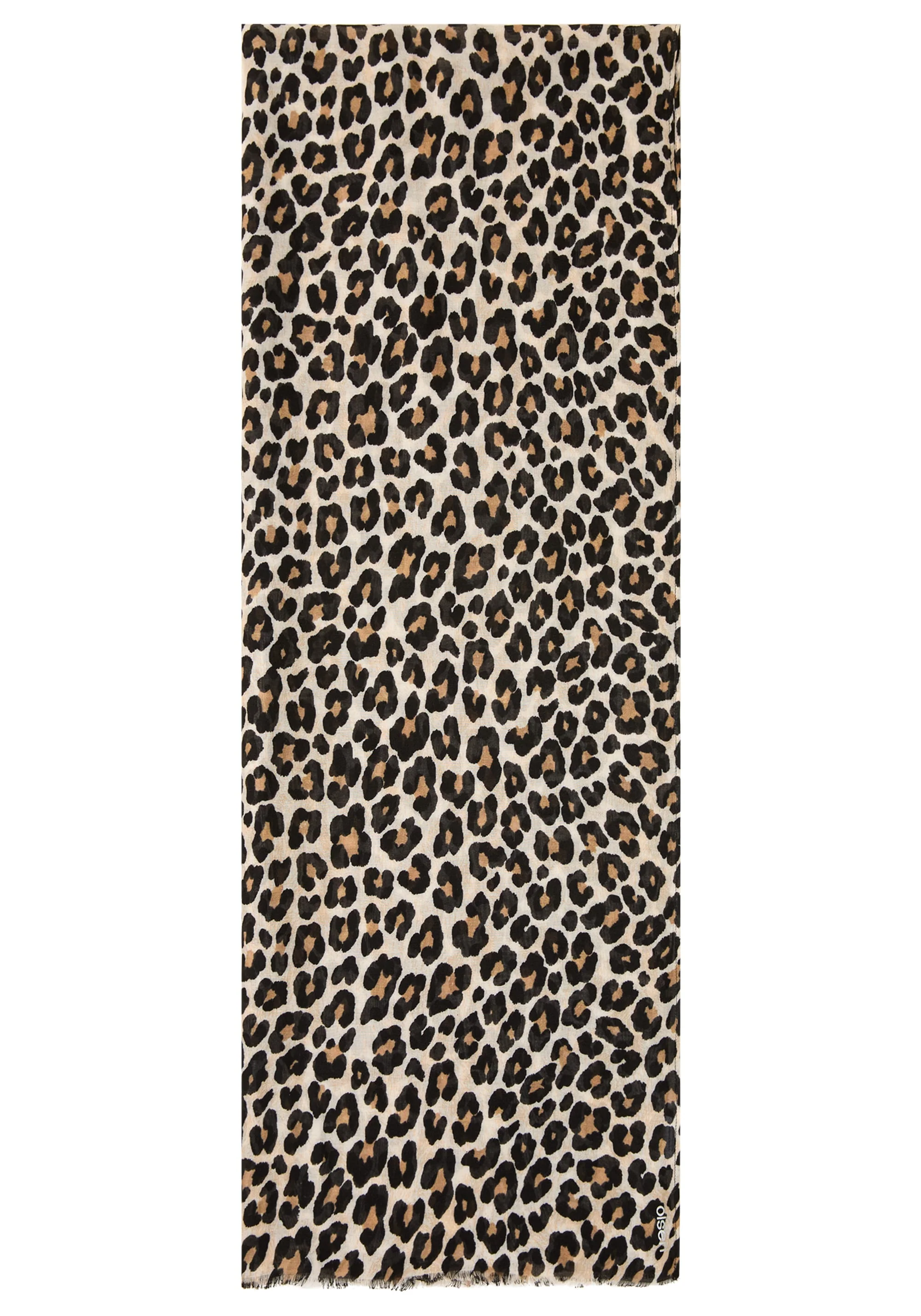 Leopard Print Scarf with Frayed Edge - Image 3